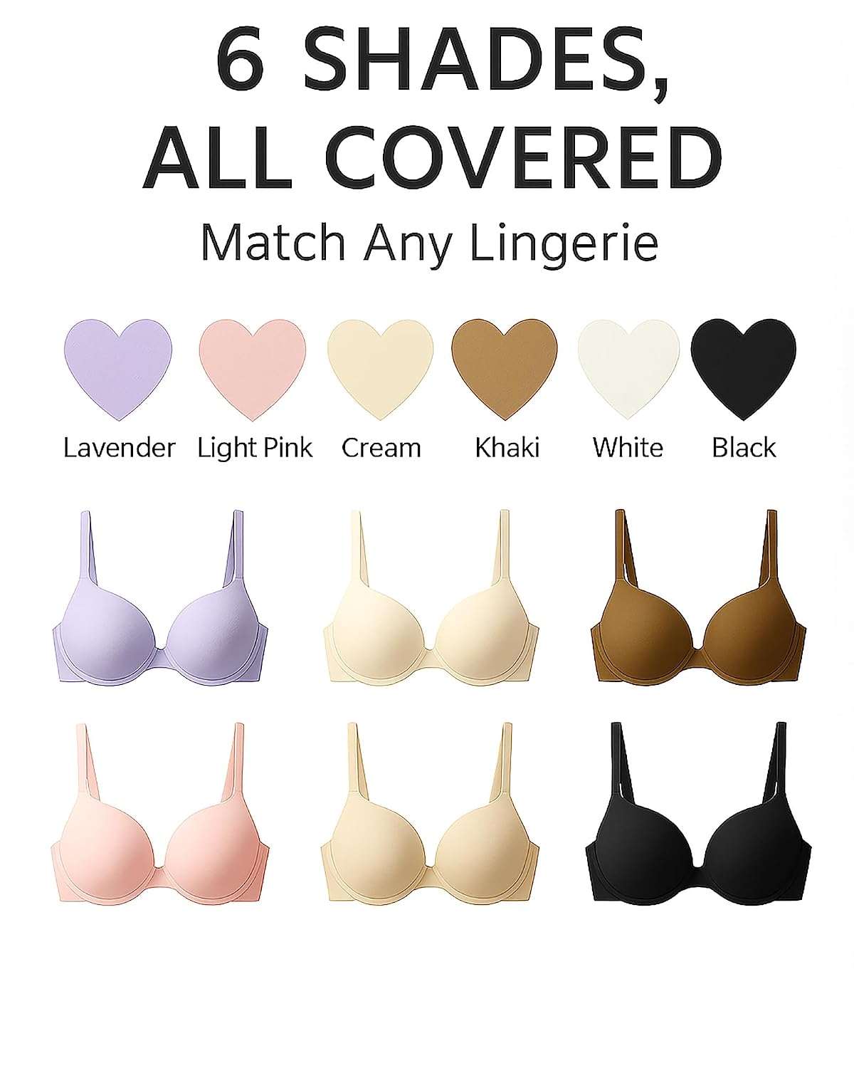 4-6 Pack Heart Shaped Bra Underwire Repair Patches Self-Adhesive Pads for Exposed Wire Fix,Invisible Bra Comfort Tape (6pack-(Black+White))