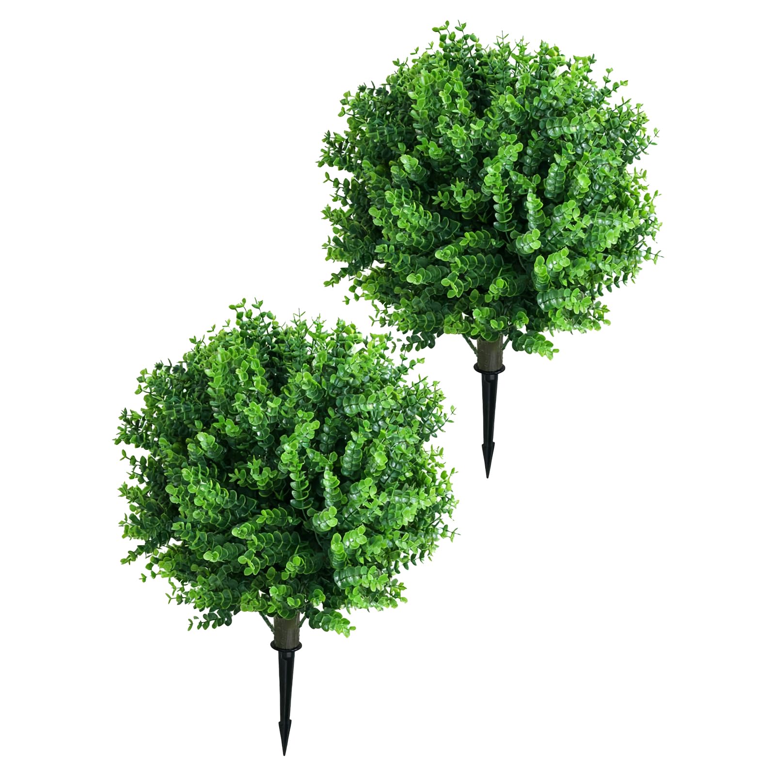 2 Pz Artificiale Eucalipto Topiaria Palla Albero 17,7 Pollici Pianta Finta Finto Verde Arbusto Cespuglio con Picchetto per Giardino Portico Cortile Patio Decor