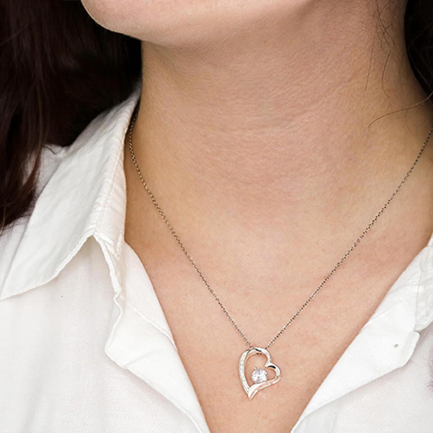 LUXUS™ To My Beautiful Daughter – Heart Necklace, Inspirational Jewelry for Daughter, Gift from Father, Empowering Message Necklace in 18KWhite Gold over Stainless Steel - Image 2