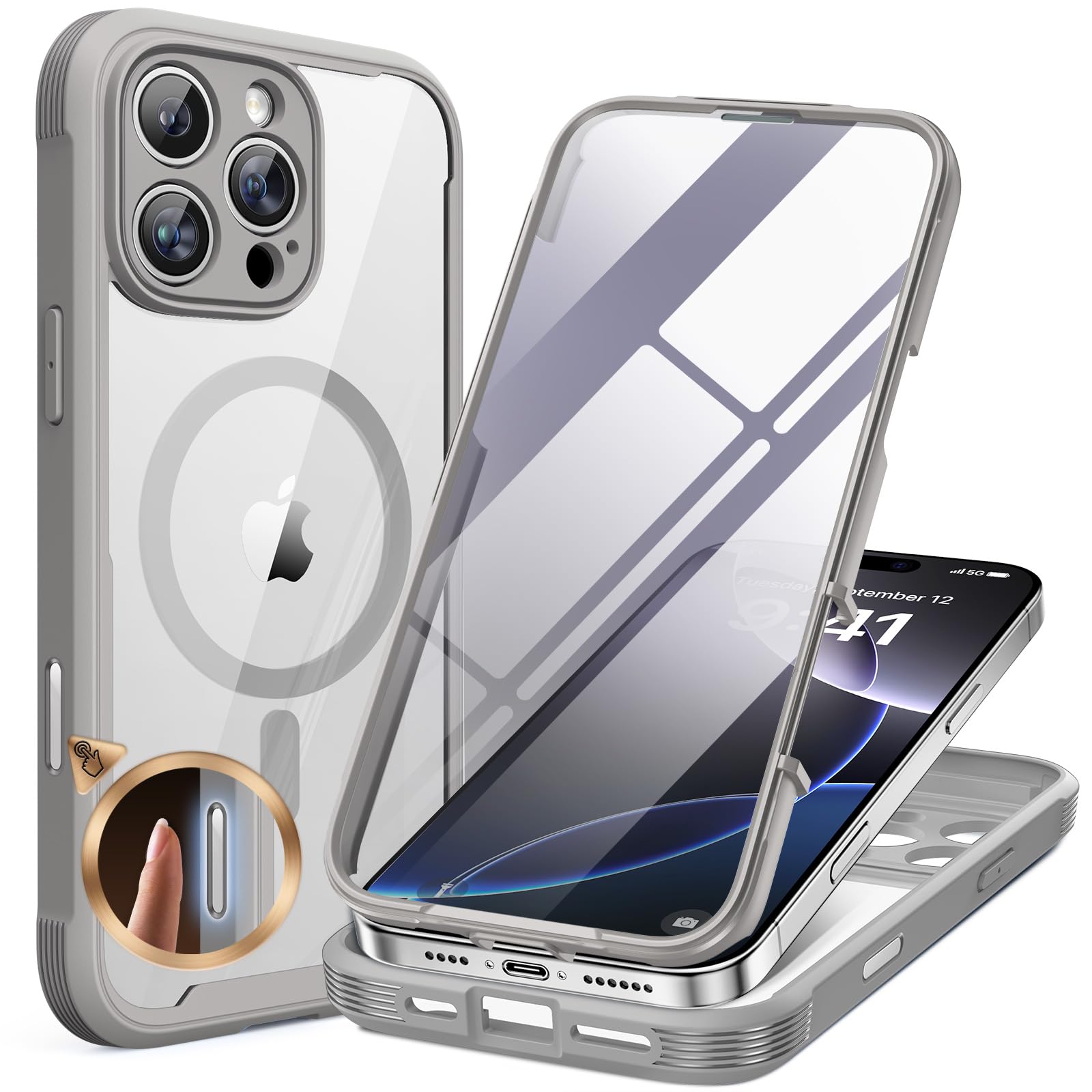Miracase für iPhone 17e Hülle & iPhone 16e Hülle für MagSafe,[360° Ganzkörper-Stoßfest],integrierter Kratzfester Panzerglas-Schutz,Voll-Kameraschutz,langlebige, Handyhülle für iPhone 17e/16e,Minzgrün