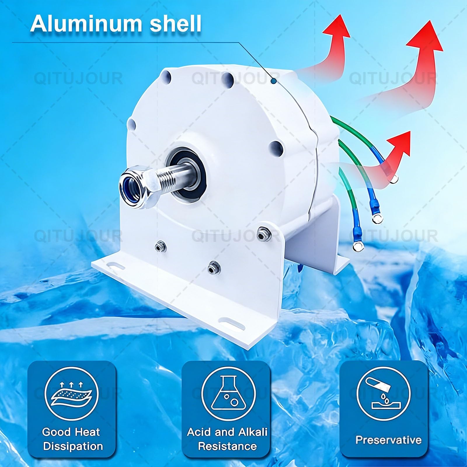 Generatore a magneti permanenti a basso numero di giri 48 V, 6000 W 8000 W 10000 W 12000 W, alternatore CA senza ingranaggi trifase per turbine eoliche con raddrizzatore e base
