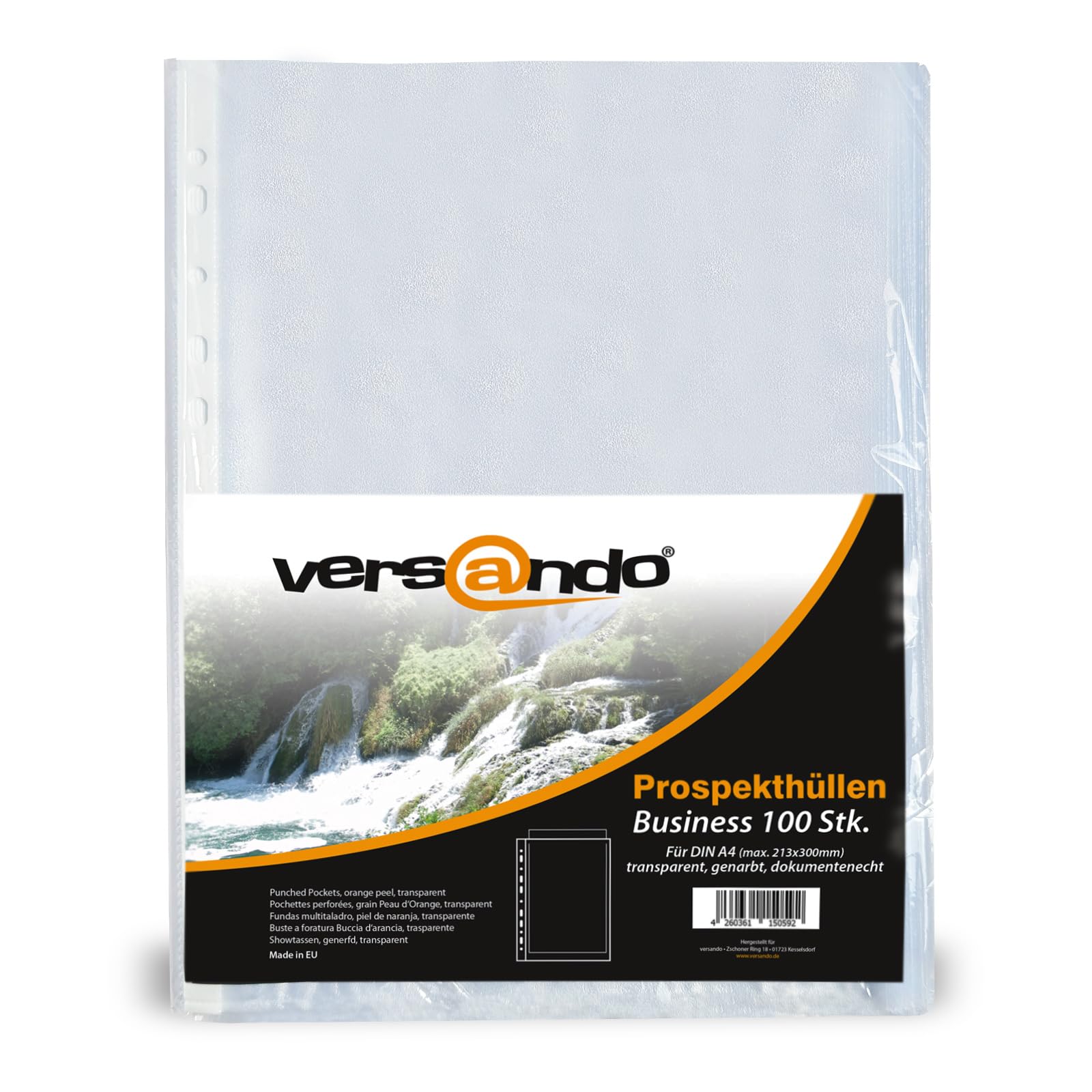 versando 1.000 Cartelle Trasparenti, Buste Trasparenti (10 x 100) con | Bordo del Tacco, Formato DIN A4, Grana Trasparente, 60 my