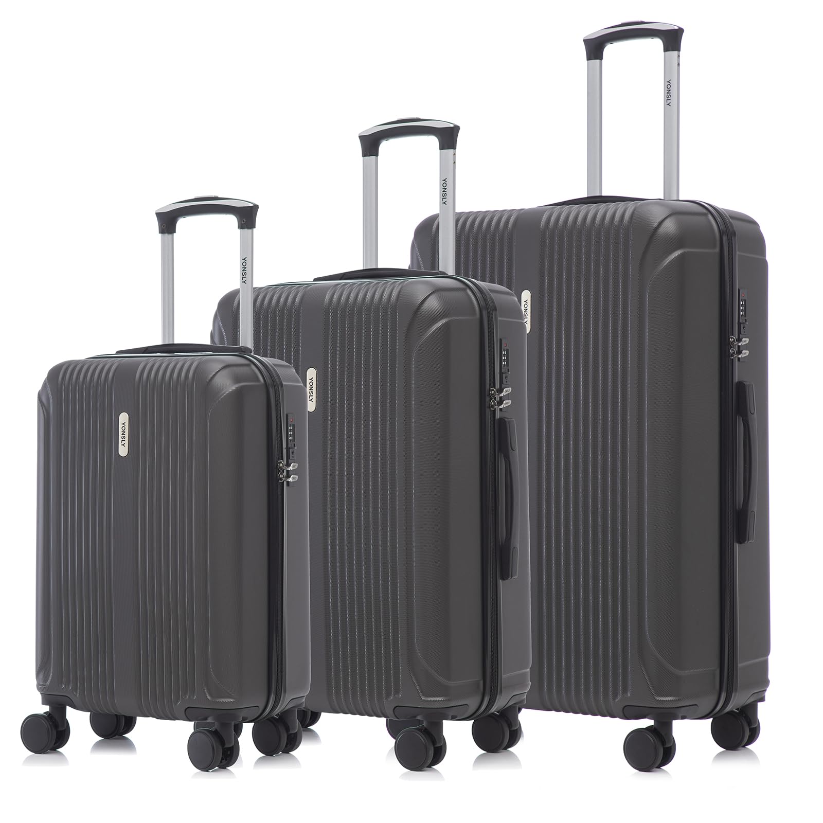 yonsly Koffer Suitcase, Trolley Reisekoffer, Rollkoffer Handgepäck mit 4 Rollen 360°, ABS Hartschalen, Sicherheitsschloss, Weicher Gummigriff, 210D-Futter