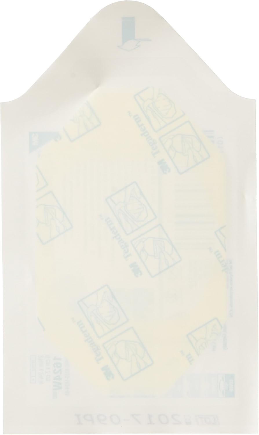 Back view of 3M Tegaderm Transparent Film Dressing showing application steps