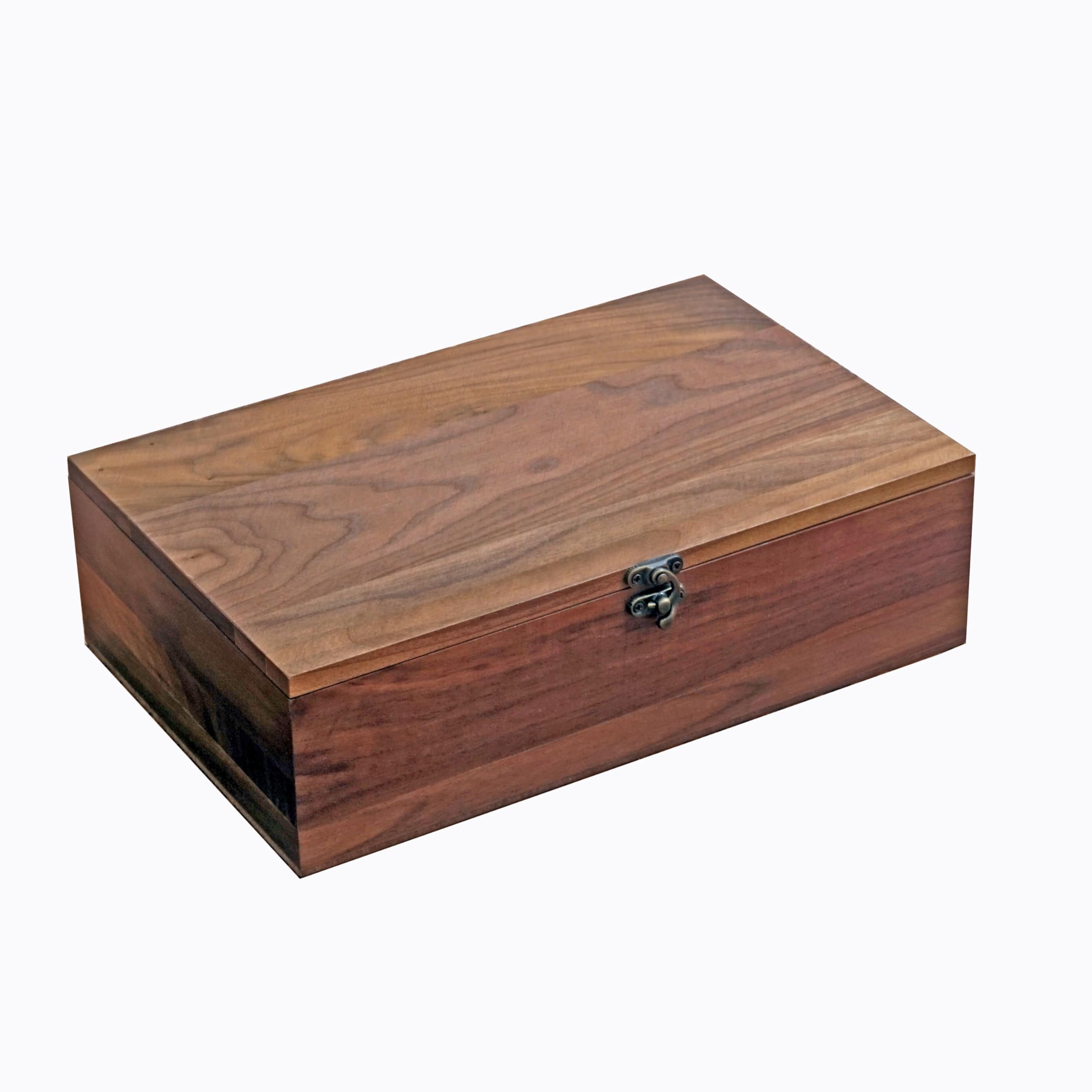 Caja de almacenamiento de madera de nogal, organizador hecho a mano para joyas, relojes, recuerdos, caja de almacenamiento multiusos de 11 x 7 x 3.1 pulgadas