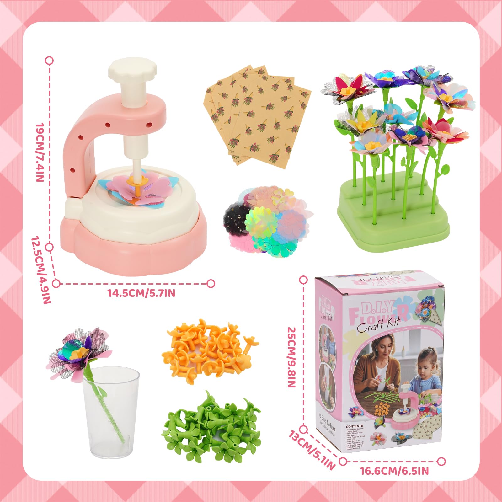 Ark miido Activité Manuelle Fille, Création Bouquet Fleurs avec Machine Fleurs Jouet Créatif pour Enfant 3 Ans+