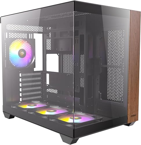 Antec CX800 Wood ARGB Mid Tower Tempered Glass Black PC Gaming Case - 6
