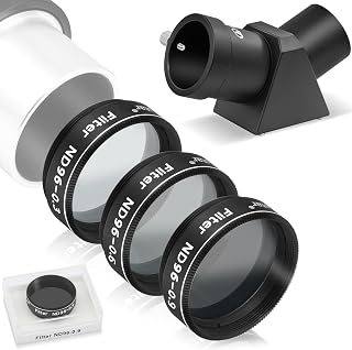 Alstar 1.25" 45-Degree Diagonal Prism Optical Prism - Bundle with - 1.25 Inch Telescope Moon Filter Kit