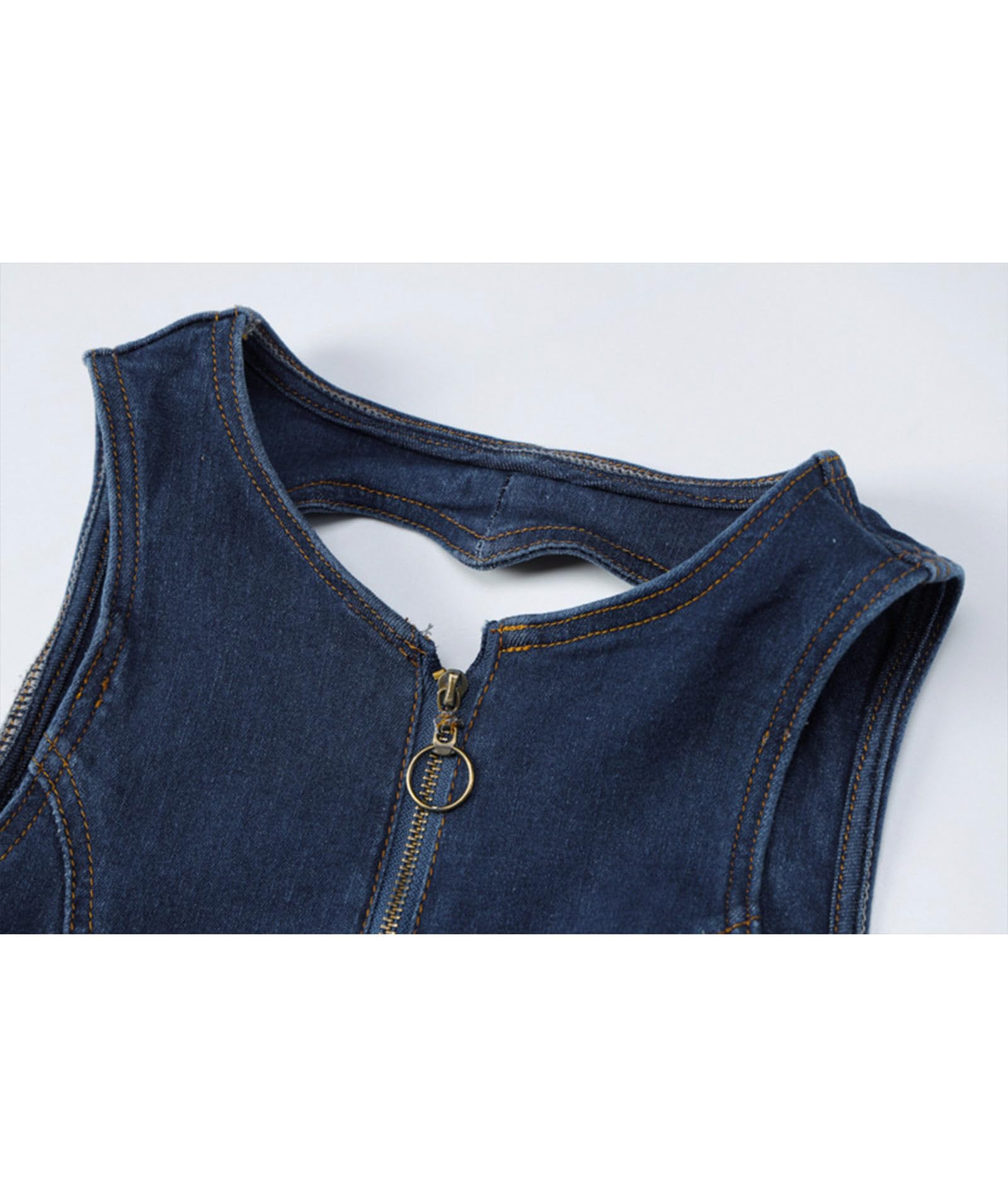 xxxiticat Combinaison sexy sans manches pour femme - En denim - Avec poche