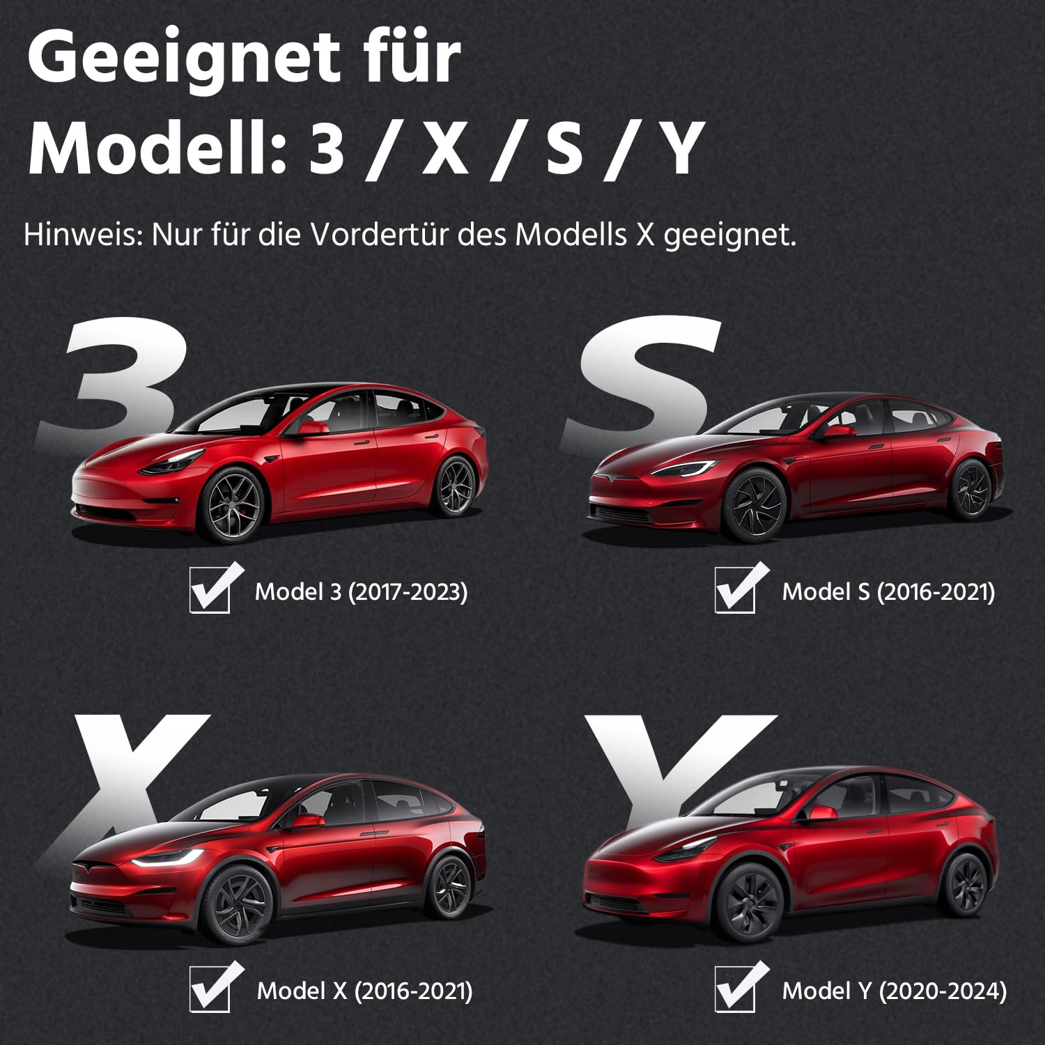 4 Stück Tesla Autotür LED Licht Logo Projektor Kompatibel mit [Model Y/3/S/X] Willkommenslicht Logo Projektionsleuchten Aluminium+PC-Material HD-Projektion Tesla Zubehör