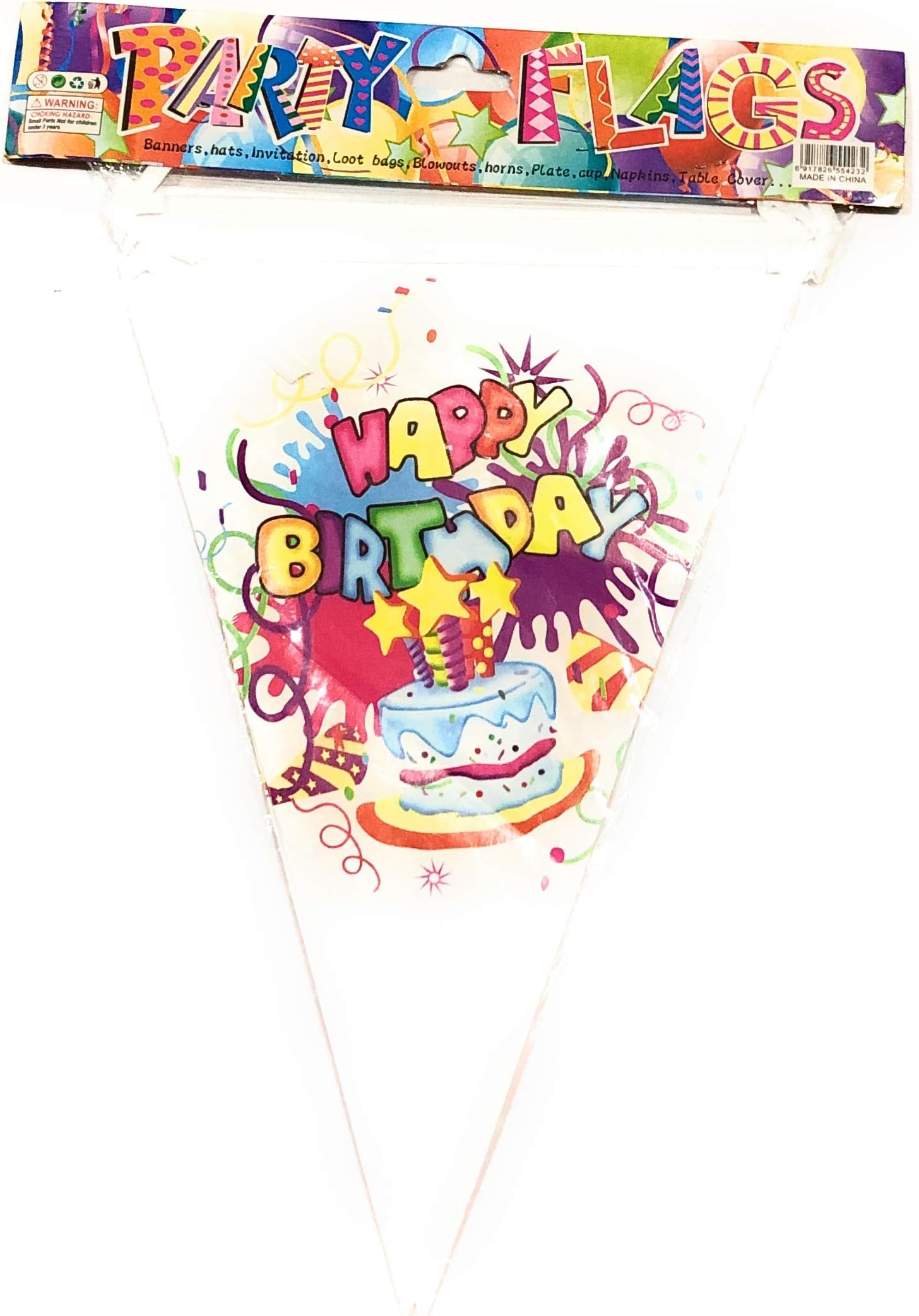 The Gift Boutique | 🎁 Banners Party 🎉 Flags Multi Colour 2.5 Meter Approx. Paper Made 1 pc (White Happy Birthday 🎂)