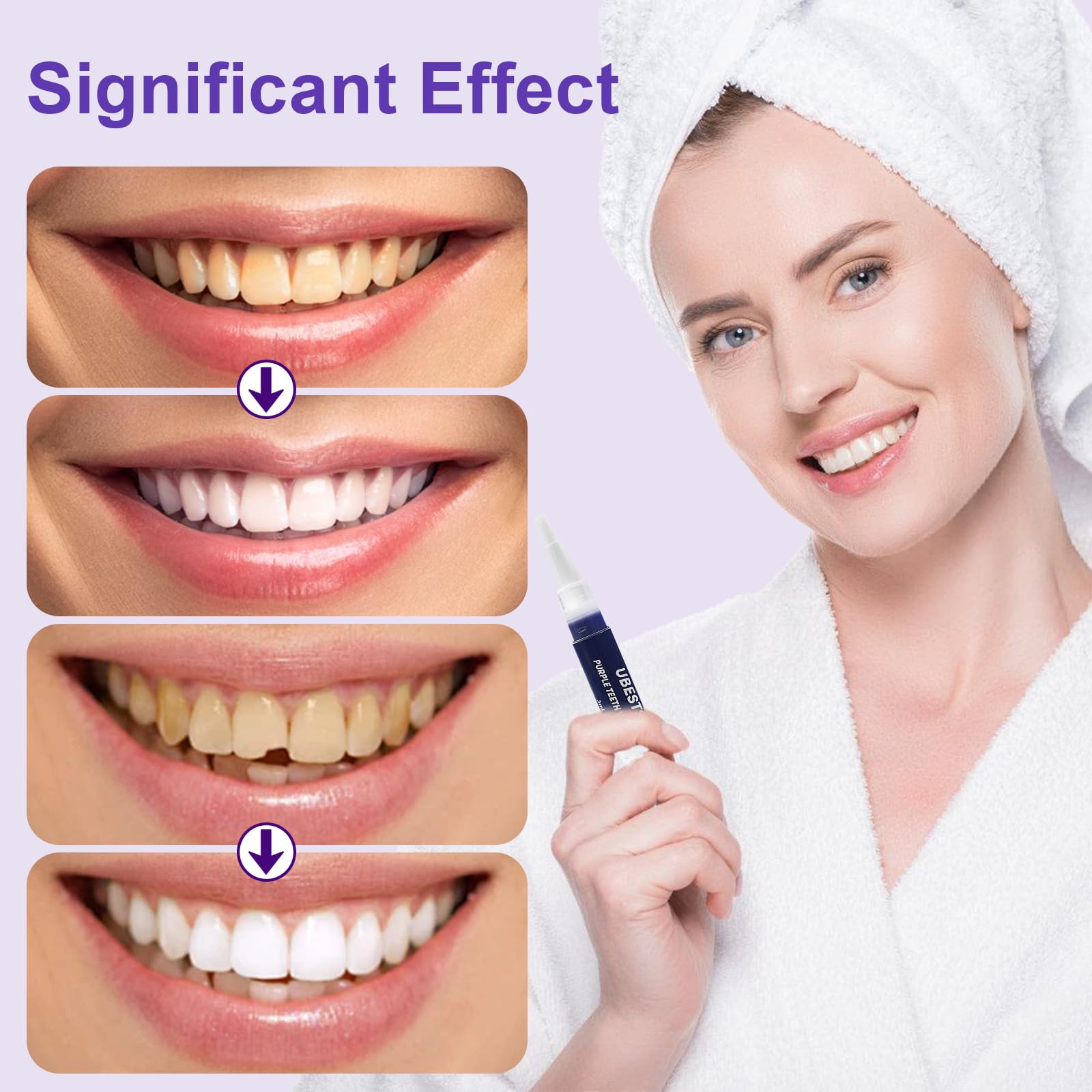 3 Pezzi Penne Sbiancante Denti,Penna Gel Sbiancamento per Dentale,sbiancante denti,Per Rimozione delle Macchie e Sorriso Più Luminoso,Facile da Usare,Rapido Sbiancamento(Viola)
