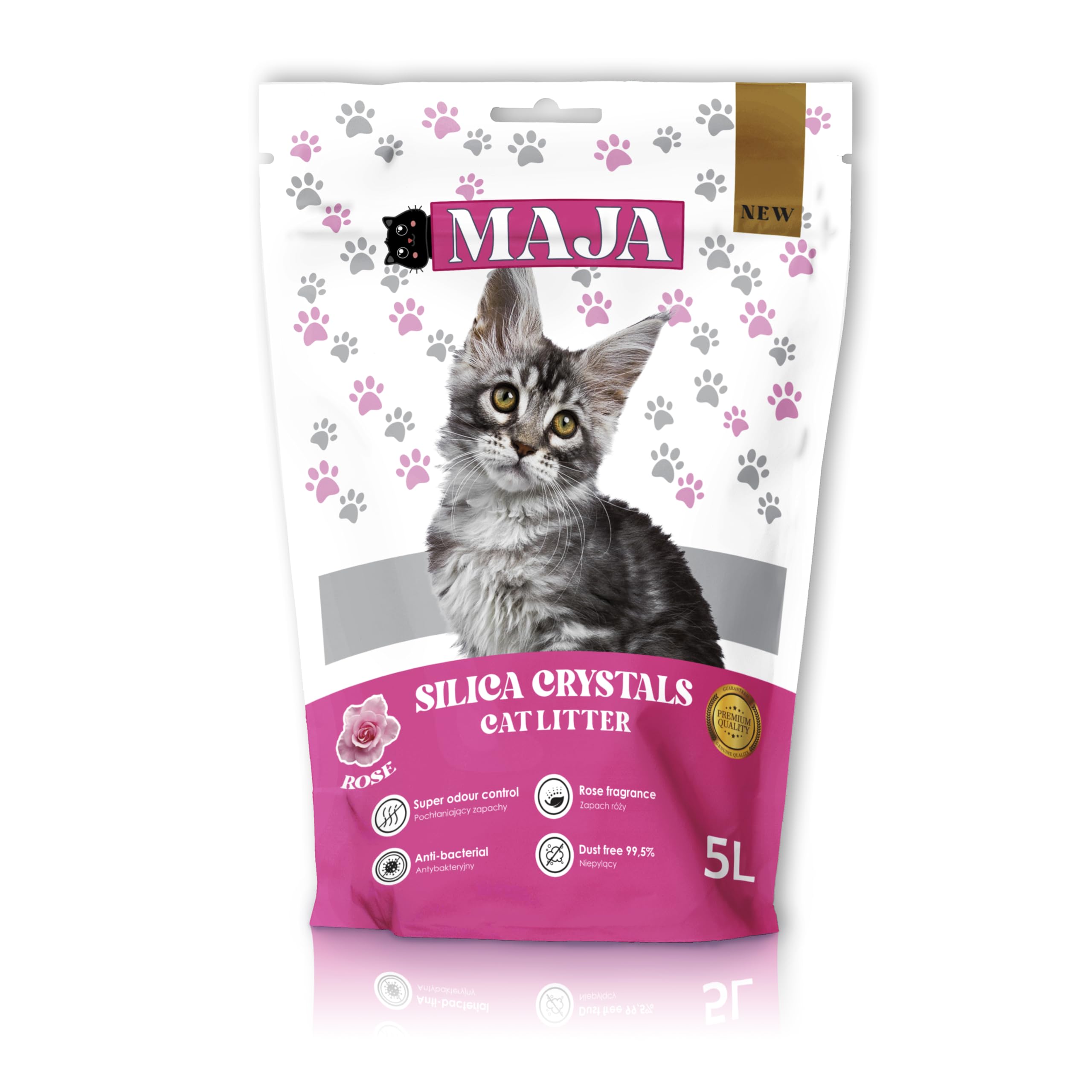 Silikat Katzenstreu mit Rosenduft - 100% Natürliches, Bio, Premium Silica Gel Katzenstreu, Antibakteriell & Staubfrei für Hygienische Katzentoiletten - Umweltfreundlich & Sicher