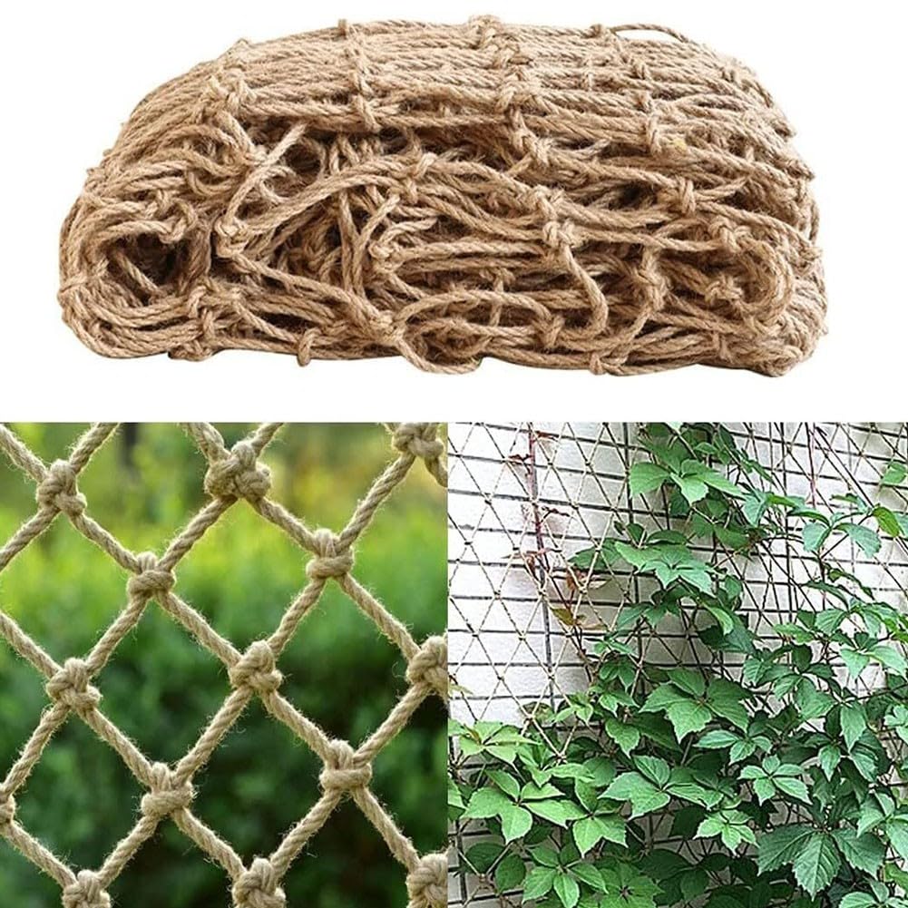 Serenophile Vintage for JUTE Rope Plant Support Net for Climbing Vegetables, Flowers and Vines, Rustic Hemp Trellis for Garden Balcony Wall Decor, 1M x 5M or 2M x 5M