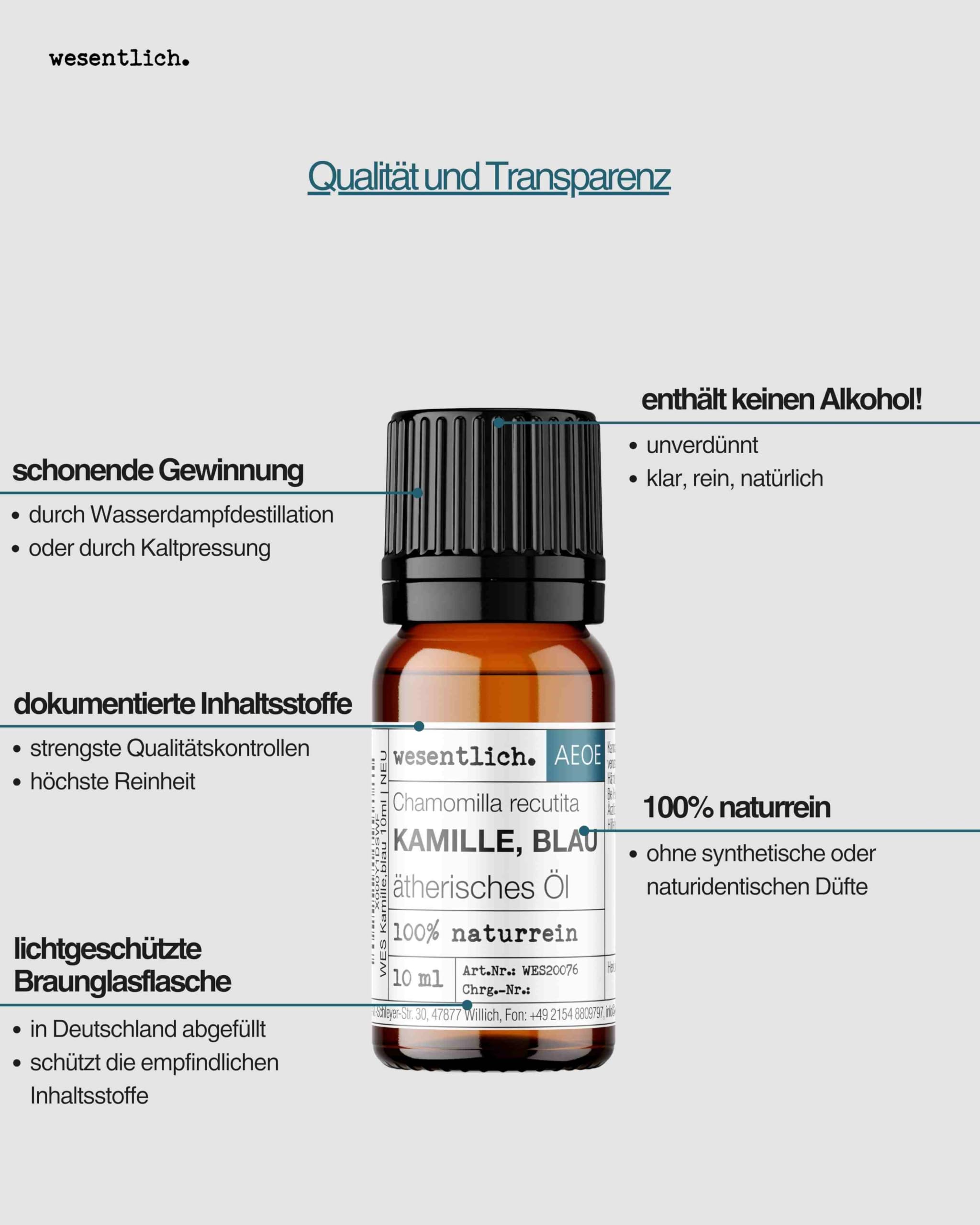 wesentlich. Kamille Öl blau | sanft, krautig, warm | 100% naturreines, ätherisches Öl | Glasflasche (10ml)