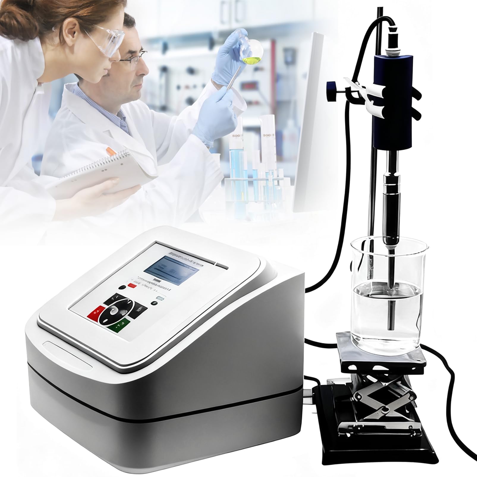 Ultraschall-Homogenisator mit Titansonde zur Zellstörung, Emulgieren & Dispergieren, Hochgeschwindigkeits-Labormischer, 1-600 ml Kapazität, Forschungssonicator mit Ständer