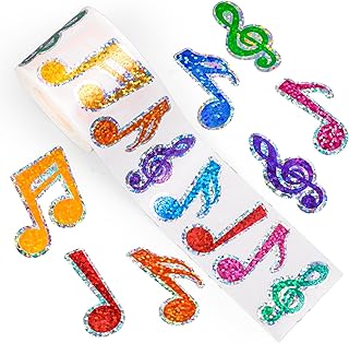 Whaline Colorful Musical Notes Stickers Roll Laser Music Seal Stickers W...