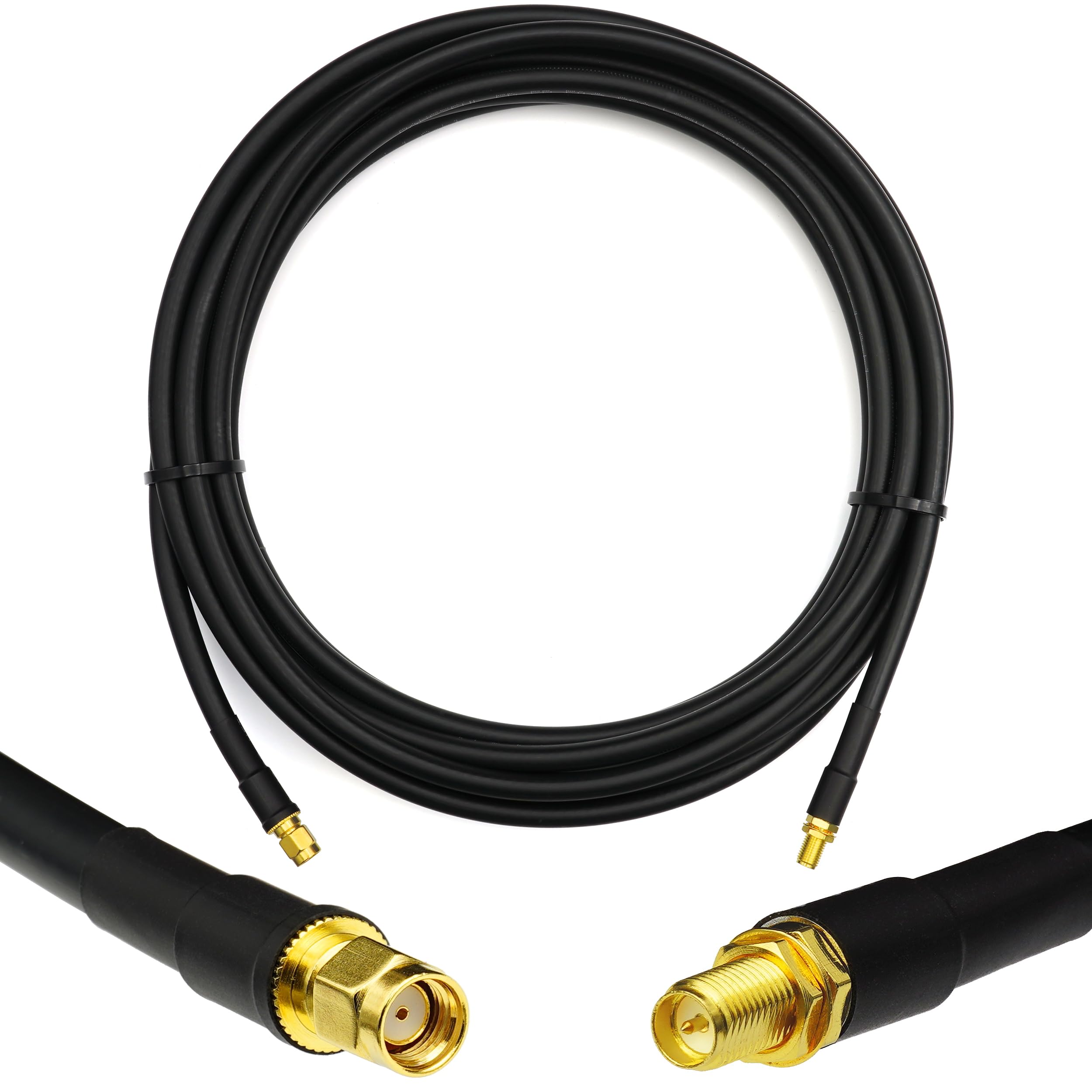 RANGEFUL RP-SMA Male to RP-SMA Female Extension Cable 3m 9.8ft, 5D-FB Low-Loss diameter 7.5mm 3 Meter Coax Lead (50 Ohm)