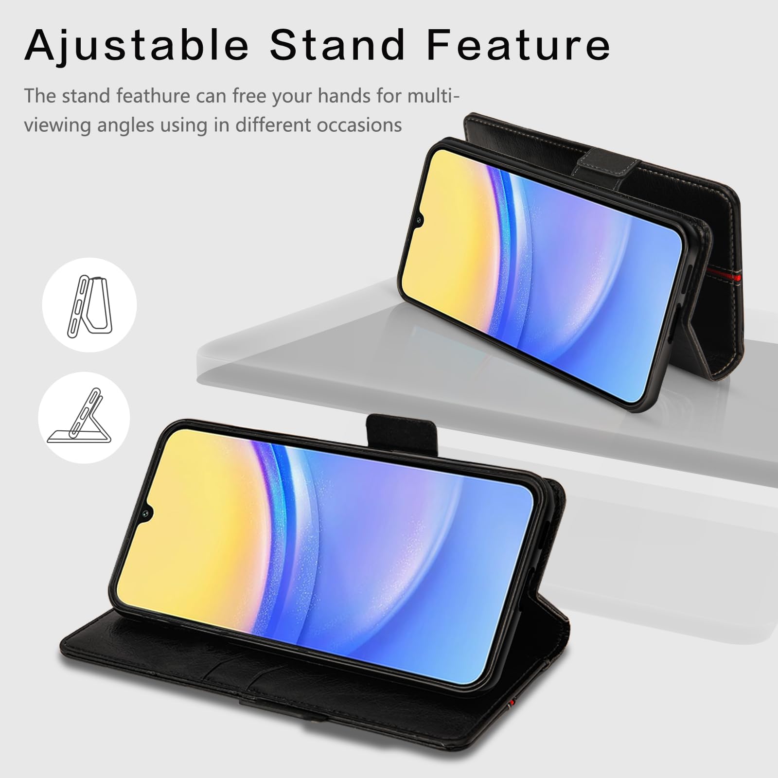 MAMA MOUTH Cover per Samsung Galaxy A55 5G, Custodia Flip Pelle Portafoglio, Magnetica Libro Slot Schede A55 Cover, Silicone TPU Bumper Wallet Supporto Antiurto Case Per Galaxy A55 Nero