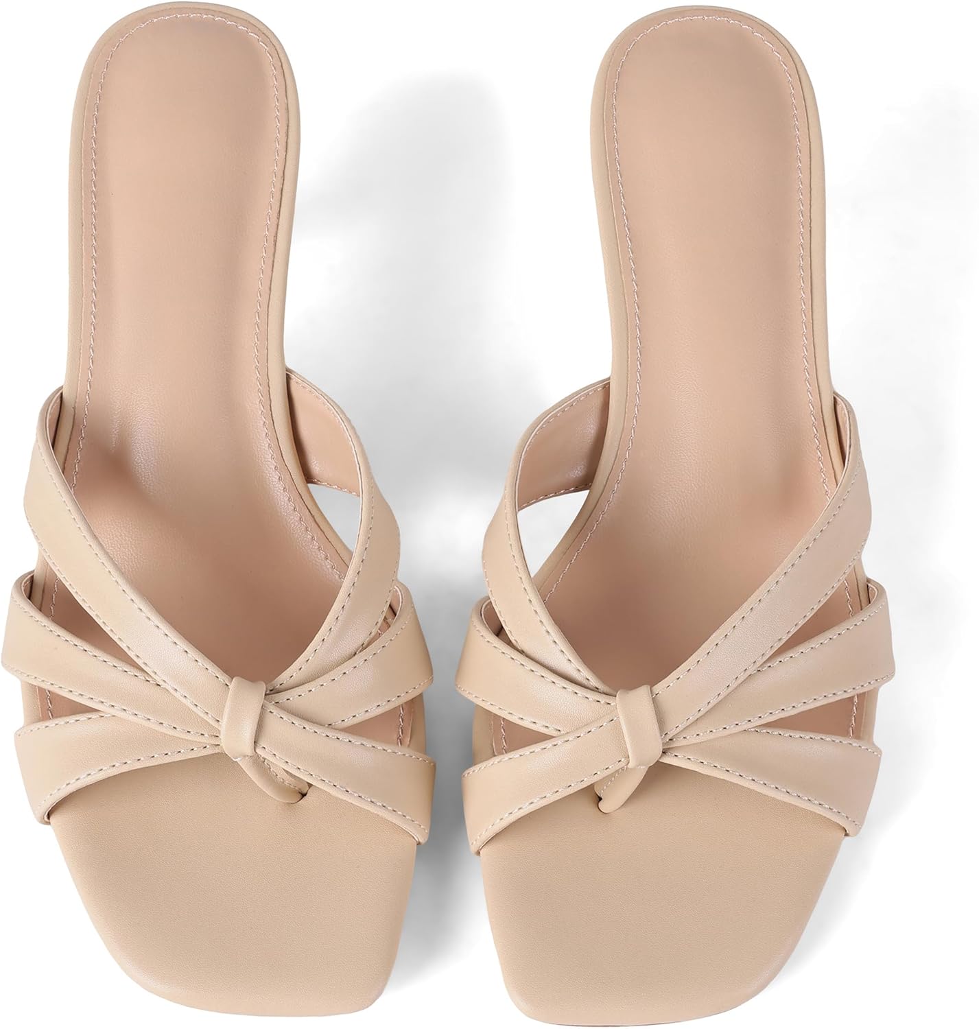 femflame Kitten Heels Flip Flops for Women Square Open Toe Slip On Black Heels Mules Slides Sandals Beach Dressy Strappy Heels Summer Sandals - Image 7