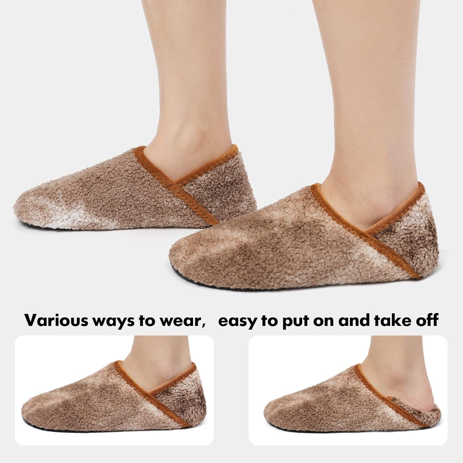 XIHALOOK House Slippers for Women Men Cozy Sock Shoes with Soft Rubber Sole Slip On for Indoor/Outdoor - Image 3