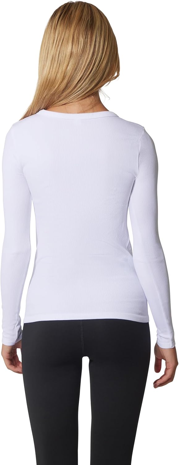 90 Degree By Reflex Womens 3 Pack Ribbed Seamless Crew Neck, Scoop Neck and Sqaure Neck Long Sleeve Top - Image 8
