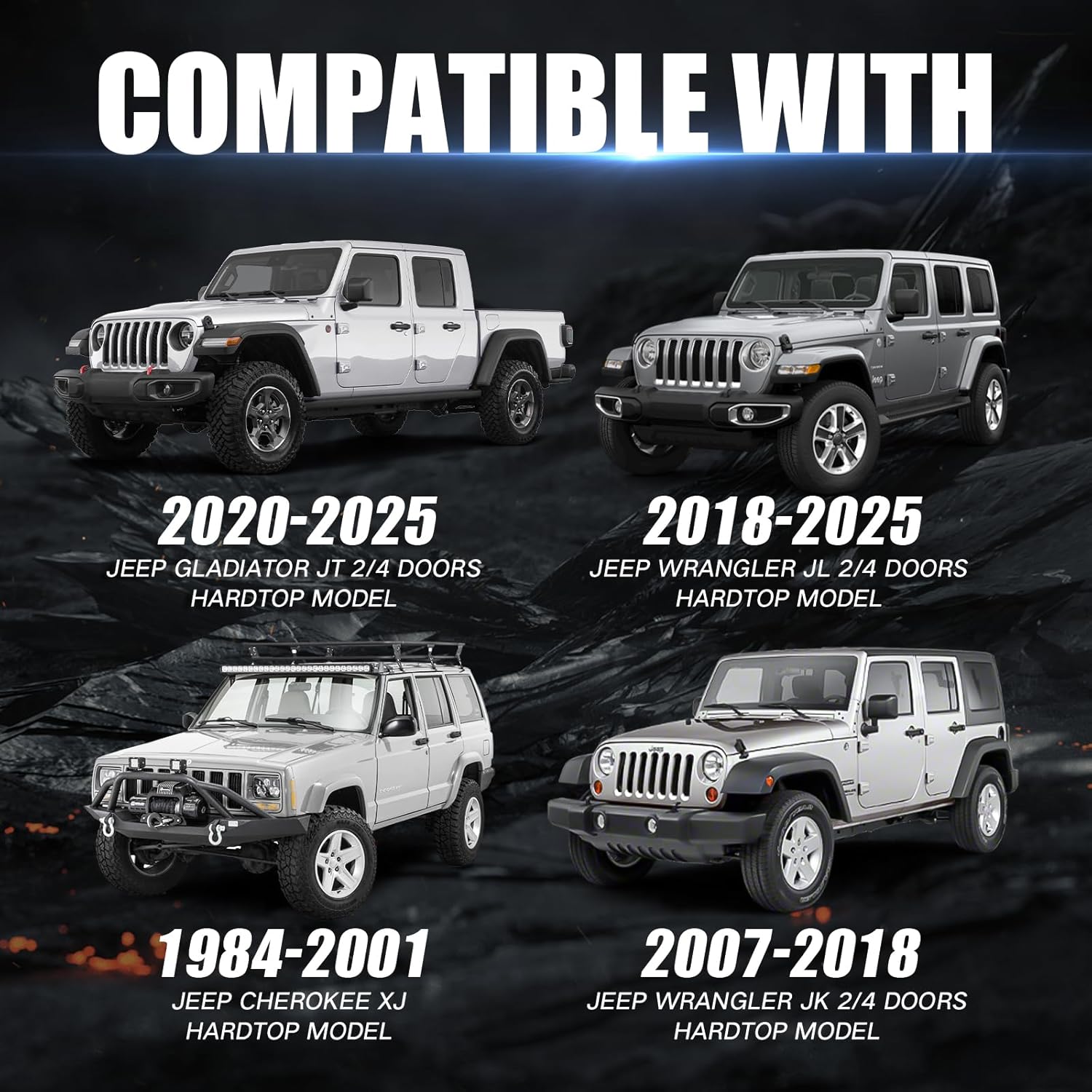 Max 300lbs Load Capacity Crossbars Roof Rack Cross Bars for Wrangler JK JL 2007-2025, & 2020-2025 Gladiator JT, Cherokee XJ 1984-2001 - Image 2