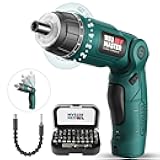 NEU MASTER Cordless Screwdriver, 4V Electric Screwdriver Rechargeable Power Screwdriver With Pivoting Handle, Front And Rear LED light, 32pcs Bits, 6+1 Torque Setting, 2000 mAh Battery Screwdriver