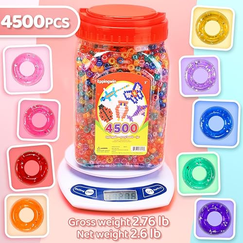 Miniatura 3 de Cuentas de poni grandes al por mayor de 2.5 libras (0.236 x 0.354 in), cuentas de poni con purpurina de fácil almacenamiento a granel, más de 4500