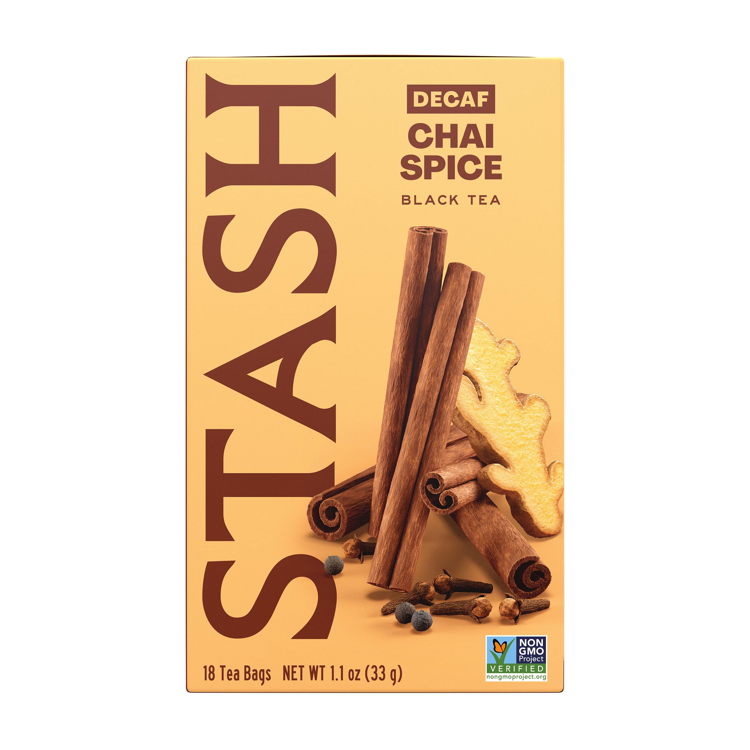Stash Tea Decaf Chai Spice Black Tea - Decaf, Non-GMO Project Verified Premium Tea with No Artificial Ingredients, 18 Count (Pack of 6) - 108 Bags Total