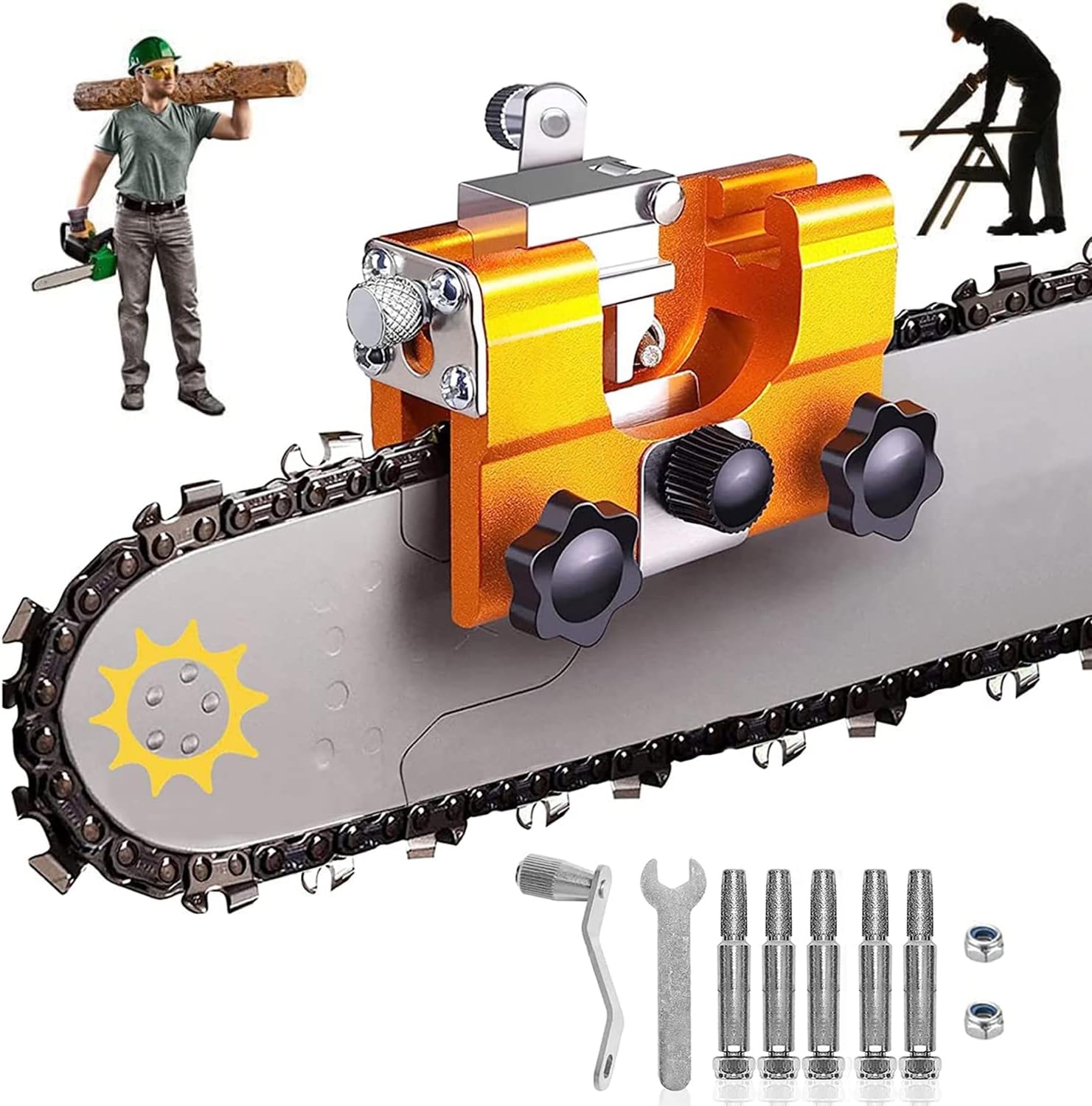 Chainsaw Sharpener, HandCranked Chainsaw Chain Sharpening Jig Kits