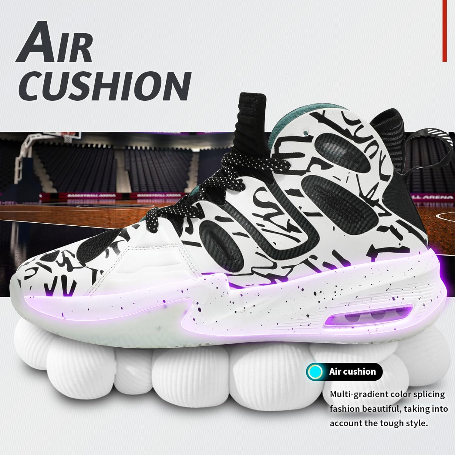 ASHION Men's Basketball Shoes Fashion Breathable Non Slip Sneakers Mens Arch Support Running Sport Shoes - Image 4