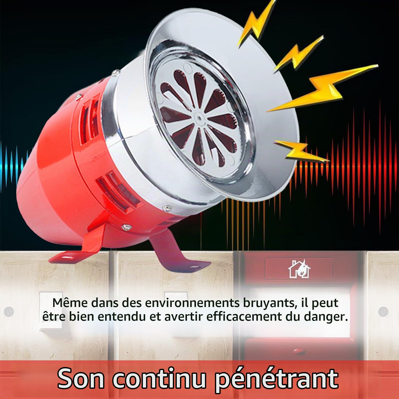 Sirène Alarme Extérieure, Sirène d'Alarme Industrielle 220V 40W 120dB Alarme Sonore Puissante pour Extérieur, Sécurité, Incendie et Environnements Bruyants