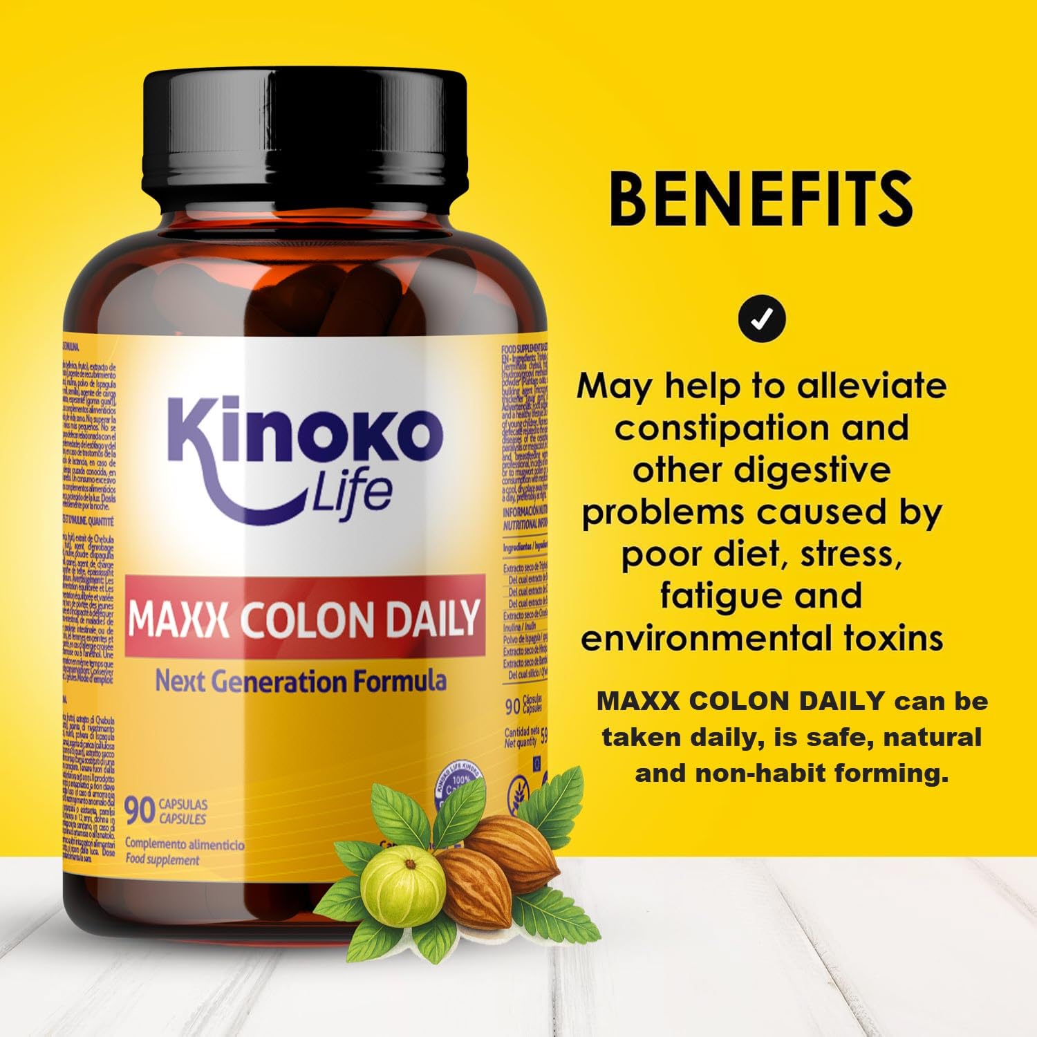 MaXX COLON DAILY – Lassativo Naturale e Sollievo dalla Stitichezza | Triphala + Psyllium (Fibre Prebiotiche) | Regolarità, Transito Intestinale e Riduzione dei Gas (90 Capsule)