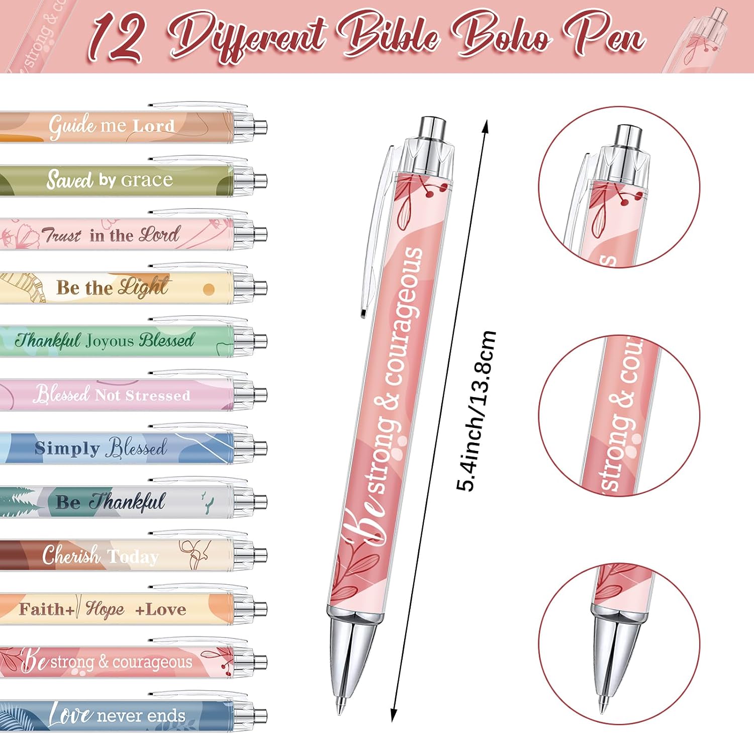 Colarr 12 Sets Christian Bulk Gifts for Women Bible Verse Pens Notebooks Religious VBS Scripture Ballpoint Pens Bookmarks Journal for Easter Sunday School Church Inspirational Supply(Boho)