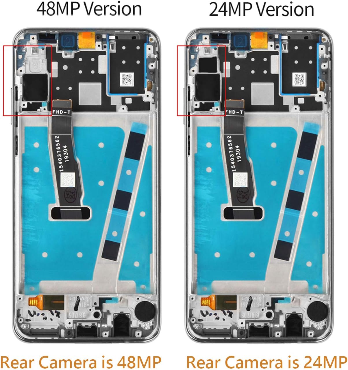 A-MIND for Huawei P30 lite/Nova 4E 6.15inch 2019 24MP Silver with Frame LCD Display Touch Digitizer MAR-LX3A MAR-LX2 MAR-L21 MAR-LX3 MAR-LX1 Screen Replacement Full Assembly Repair Kits