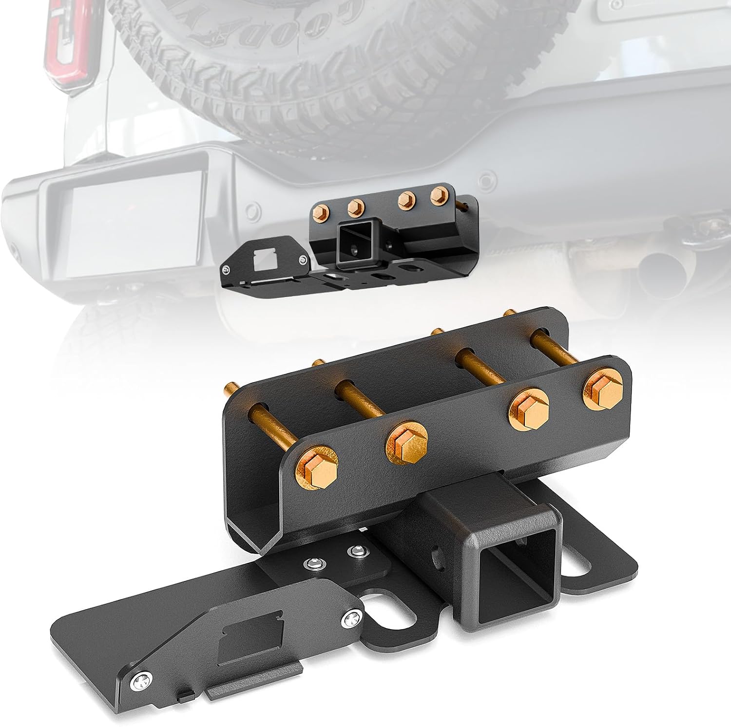 2 Inch Rear Trailer Hitch Receiver Kit for 2021 2022 2023 2024 Ford Bronco 2Door/4 Doorwith Cover, Rear Bumper Towing Hook Combo(Exclude Bronco Sport)