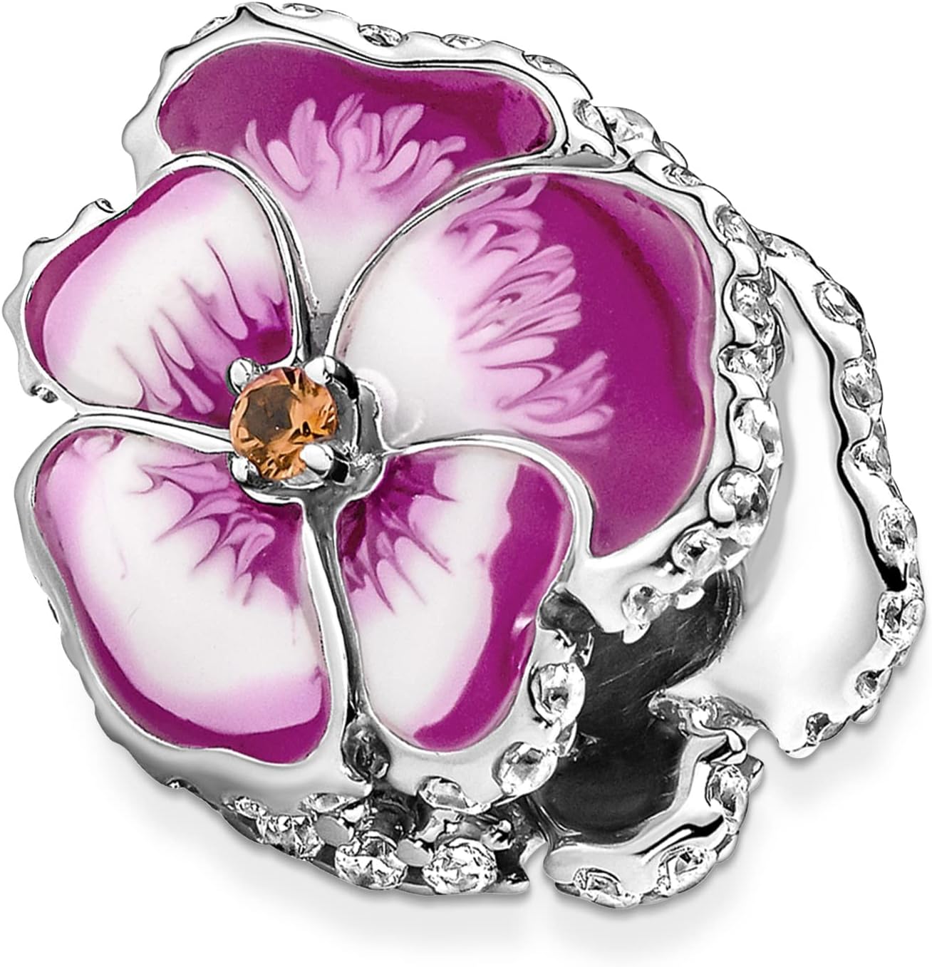 PANDORA Pink Pansy Flower Charm Bracelet Charm Moments Bracelets - Stunning Women's Jewelry - Gift for Women in Your Life - Made with Sterling Silver, Cubic Zirconia & Enamel