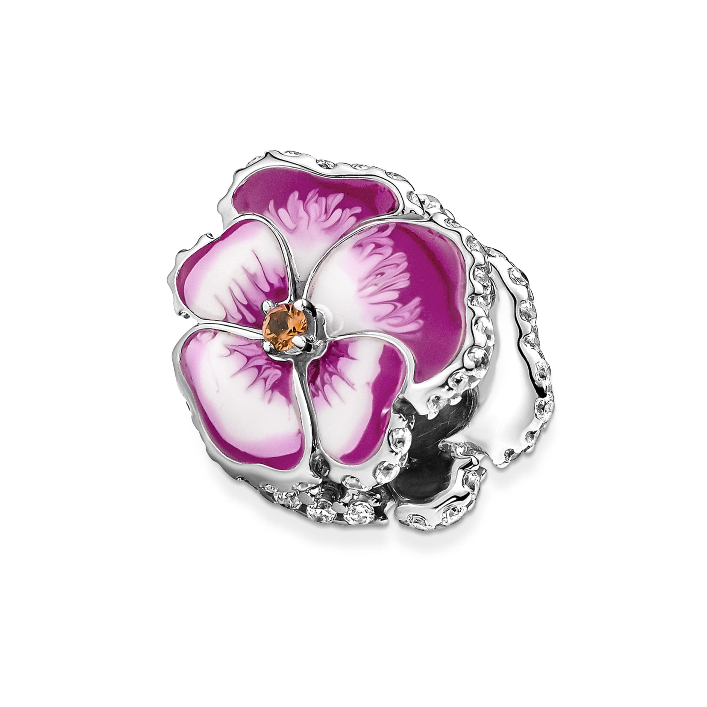 Pandora Moments Ohrstecker Stiefmütterchen, Sterlingsilber, mit klarem Cubic Zirkonia und abgestuft blauer und weißer Emaille