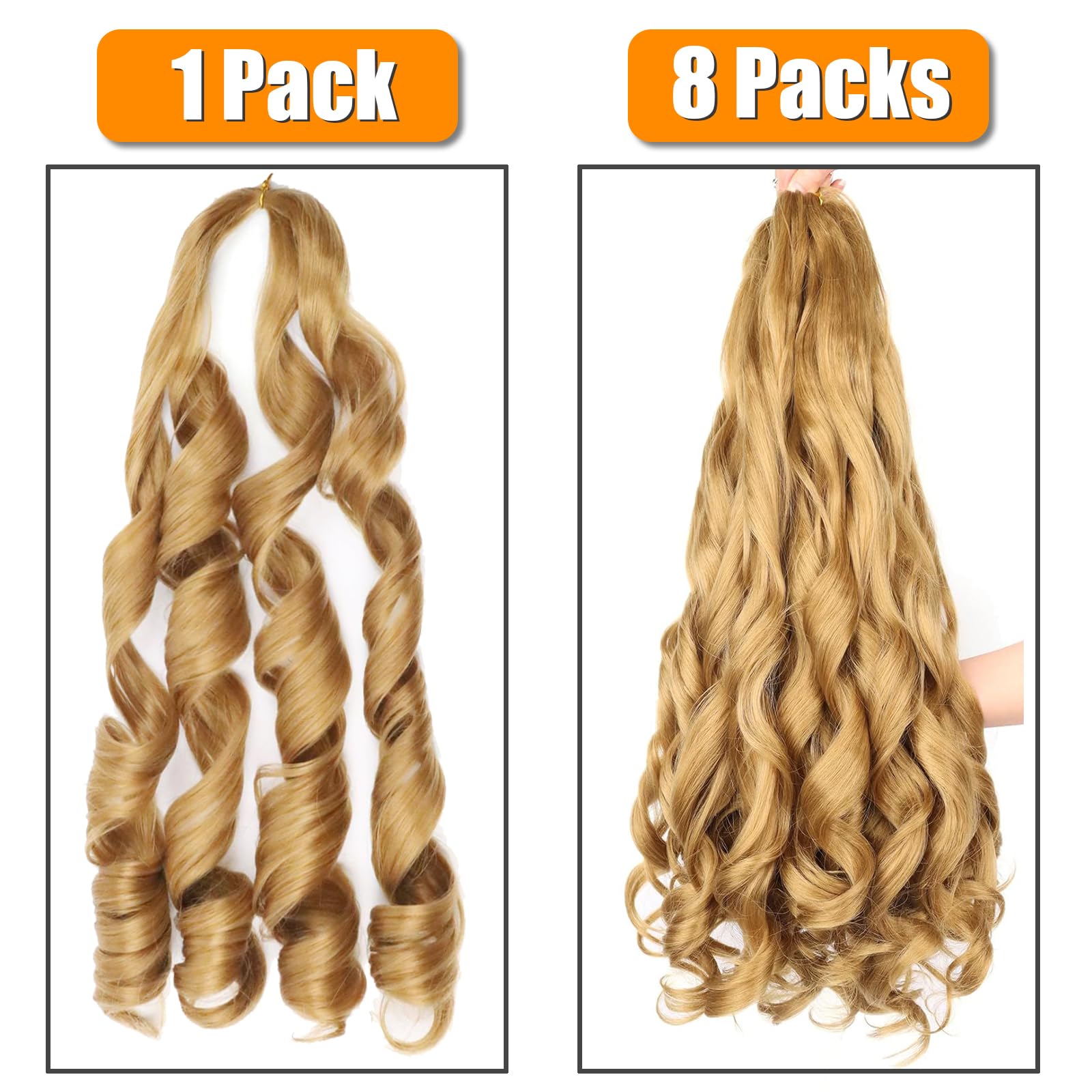 French Curl Braiding Hair 24 Inch 8 Packs French Curl Braids Crochet Hair Extensions (24 inch 27#) - Image 4