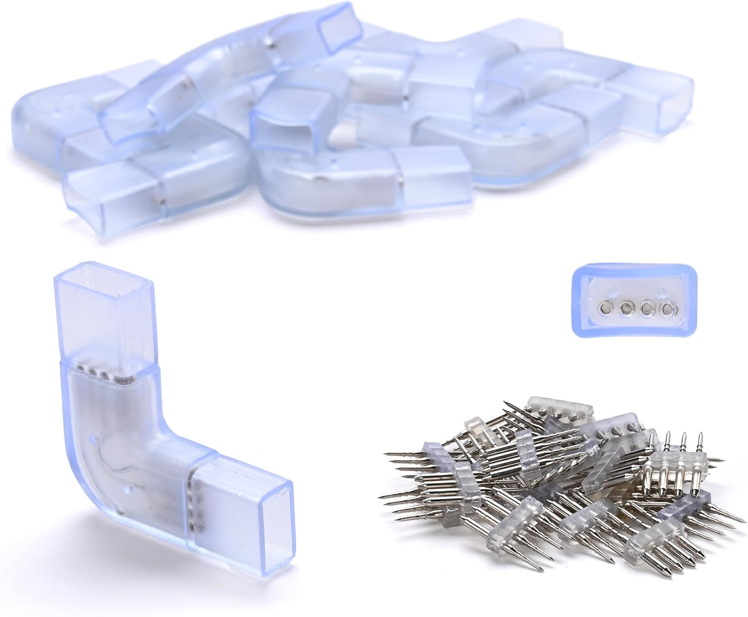 DELight 10pcs L Shape Pin Connectors Accessories with Pin DEL-LP03 for 11/16" W x 3/8" H Neon Rope Lights DEL-D50R DEL-D100R DEL-D150R