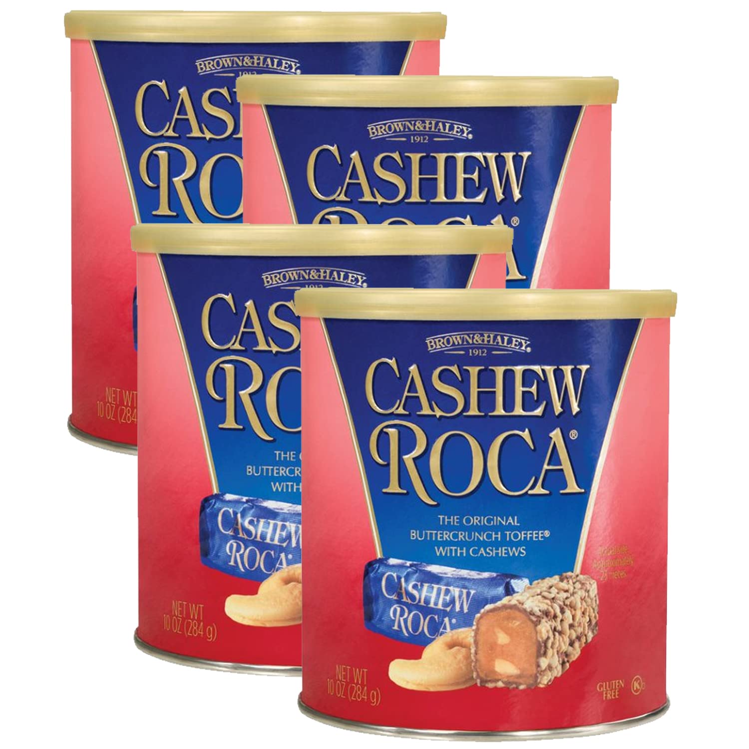 Almond Roca Case of 9 Canisters - 10oz Individually Wrapped Chocolate Candy Cashew - The Original Buttercrunch Toffee with Cashews - Gluten Free, Kosher, Chocolate