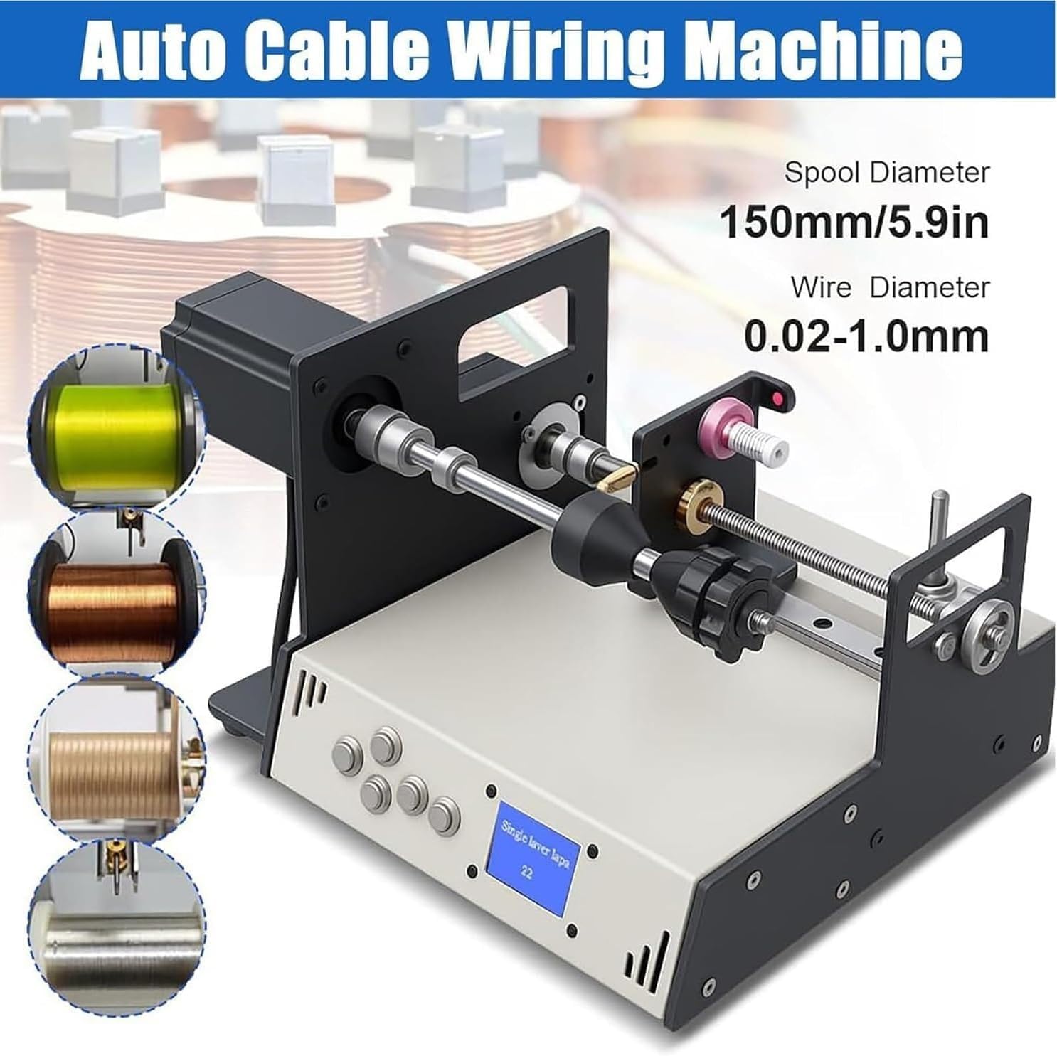 Automatic Winding Machine.900RPM Cable Wiring Coil Winding Machine,Automatic Tube Amplifier Winding Machine w/LCD Display,Coil Tape Fishing Line Winder