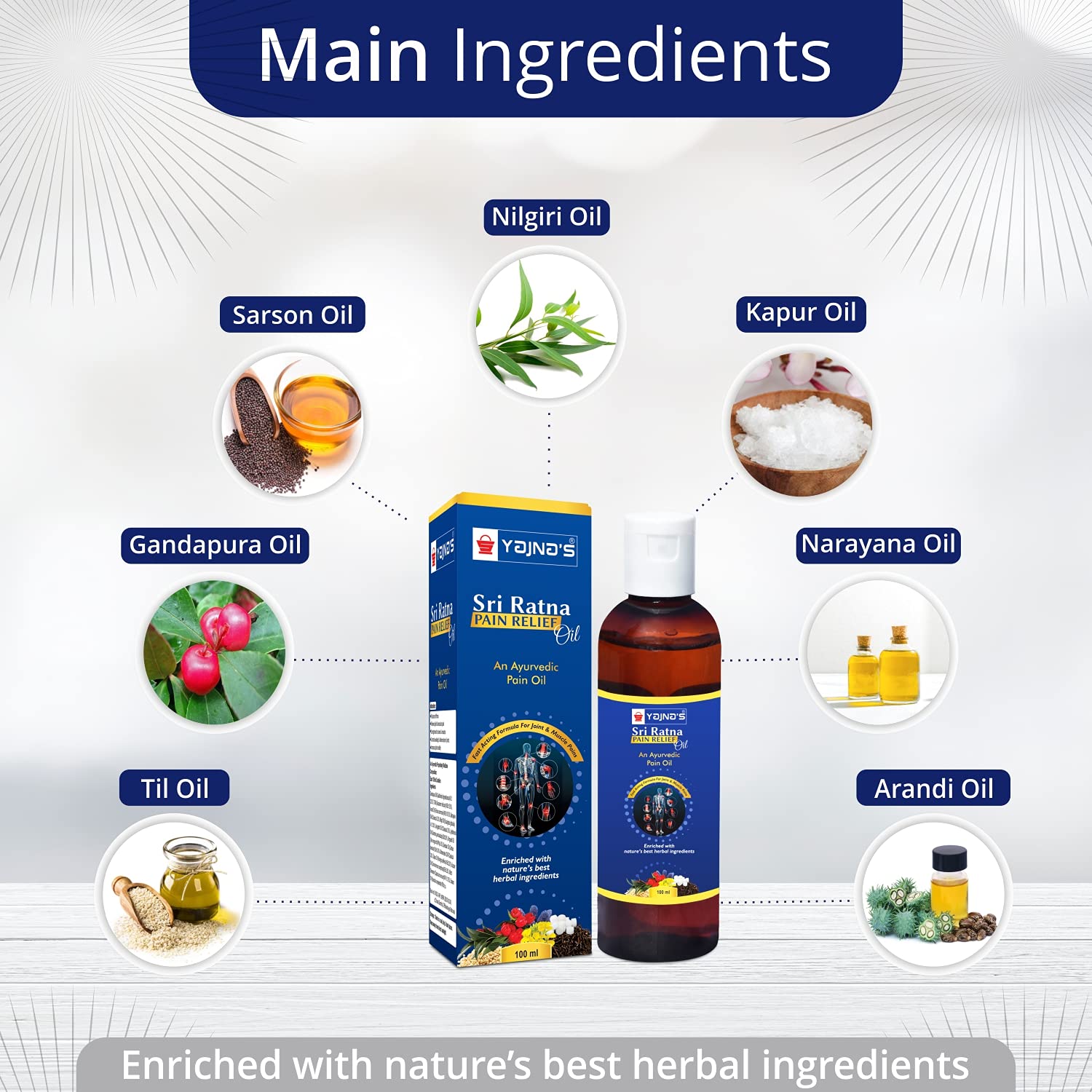 Buy YAJNAS Sri Ratna 100 ml (3 Bottles Pack) Ayurvedic / Natural Pain