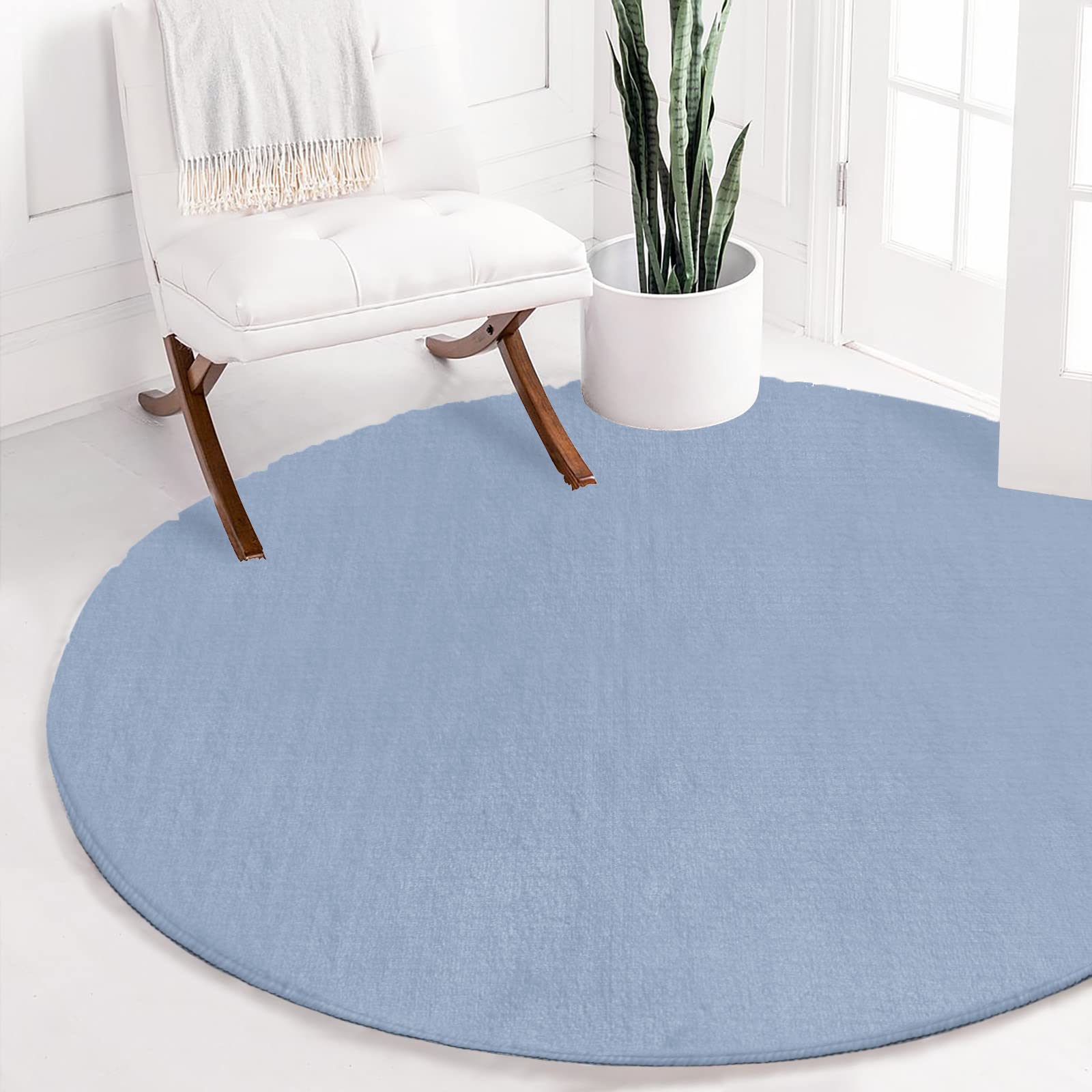 Amazon.com: Round Rug 3Ft, Solid Color Light Blue Soft Round Area