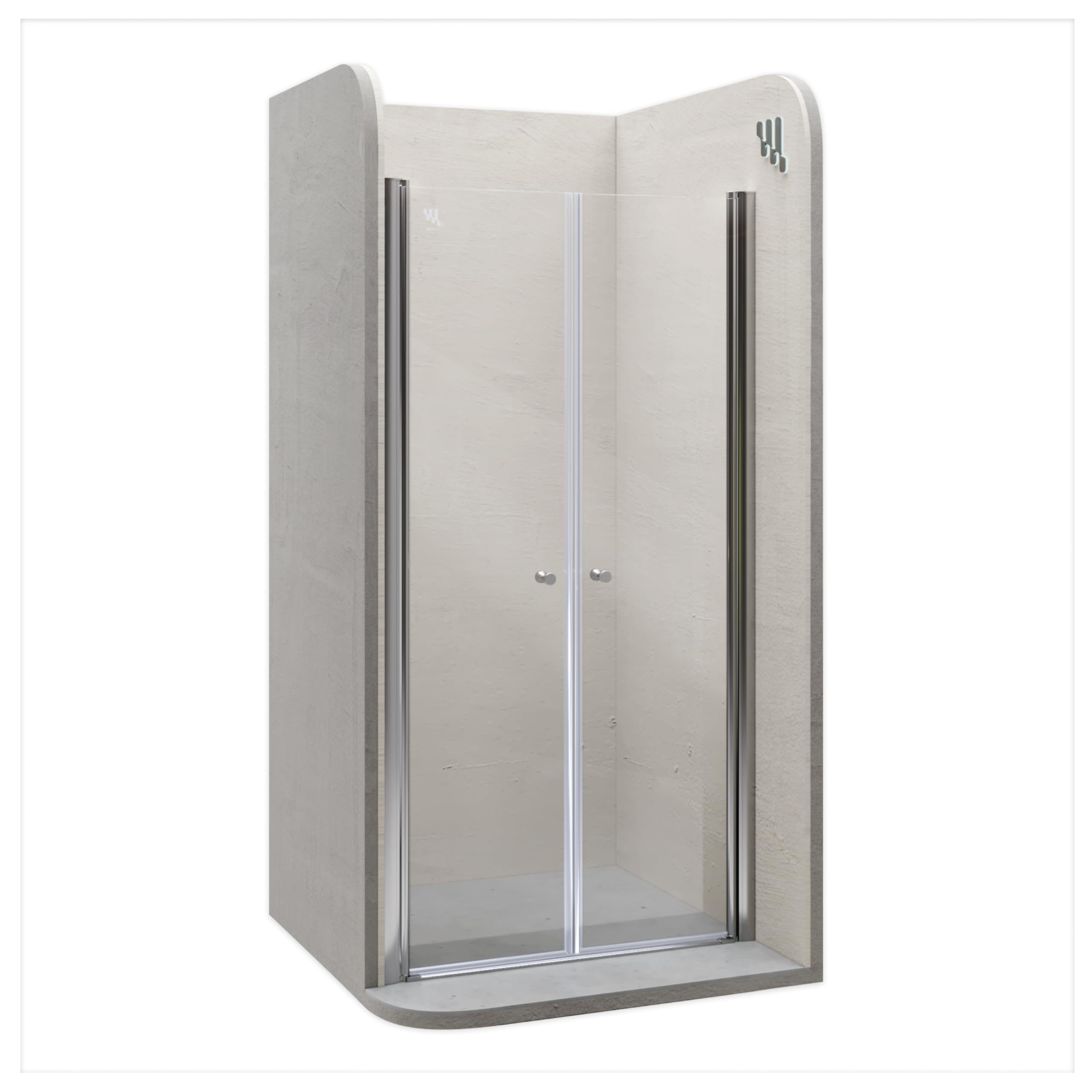 i-flair 98 cm – zakres regulacji od 96 – 100 cm, wysokość: 185 cm, drzwi prysznicowe z 6 mm szkła bezpiecznego z nanopowłoką