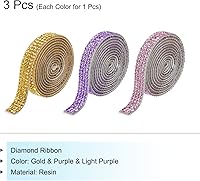 Vista 3 de MECCANIXITY 3 rollos de cinta de diamantes de imitación autoadhesiva de 9 yardas y 0.315 in para proyectos de artes y manualidades, pasteles