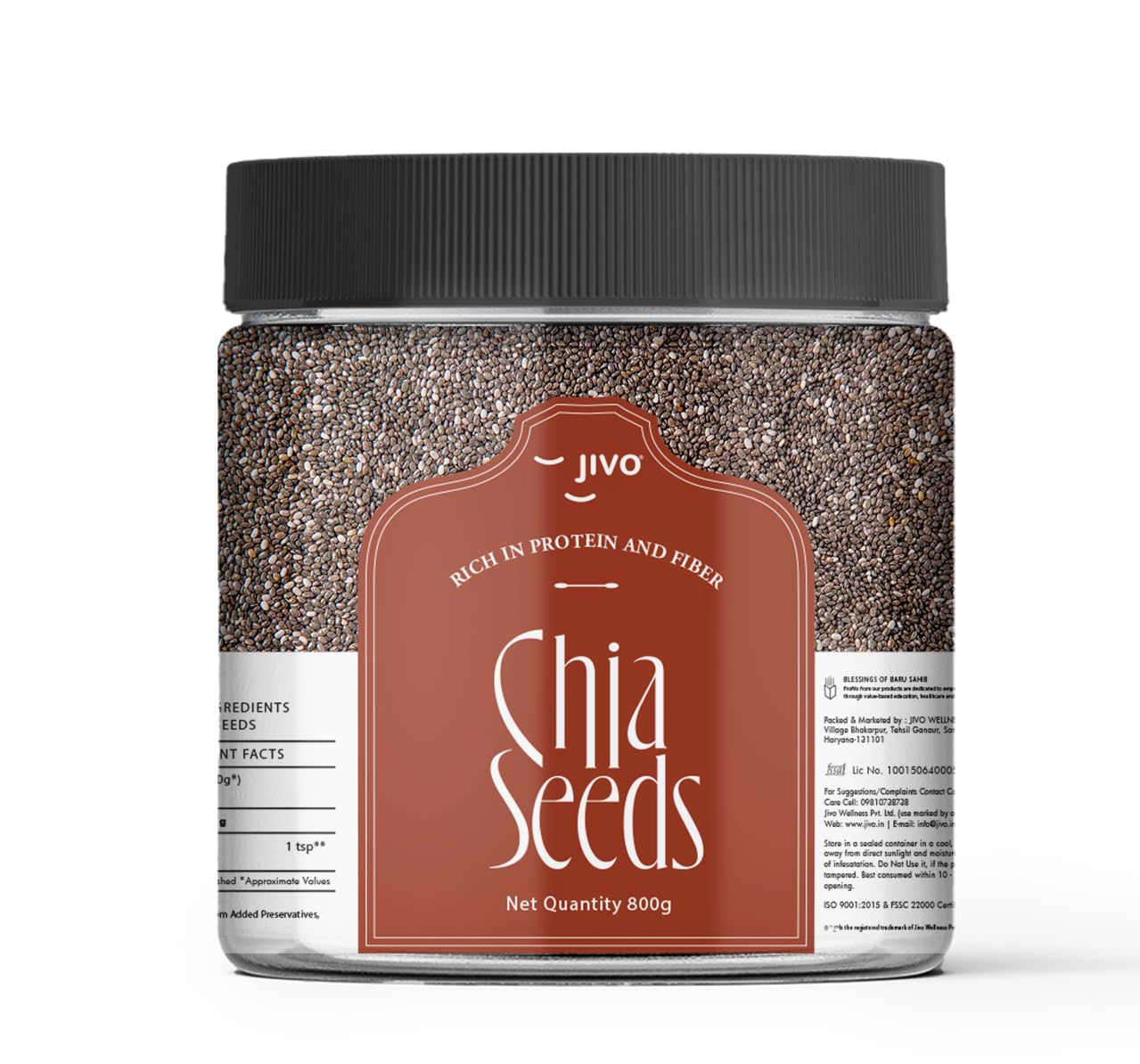Jivo Premium Raw Chia seeds I Eating Seeds for Weight Loss Management | Rich in Calcium, Protein & Fiber Omega 3 | Non GMO and fibre, Reusable | Antioxidant | Healthy Breakfast Snack 800g (B0CRHR4KYS) Amazon Price History, Amazon Price Tracker