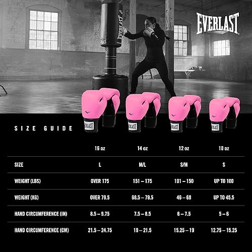 Miniatura 6 de Everlast Prostyle 2 Guantes de boxeo, guantes de entrenamiento de nivel básico para hombres y mujeres, ajuste seguro, cierre de velcro y