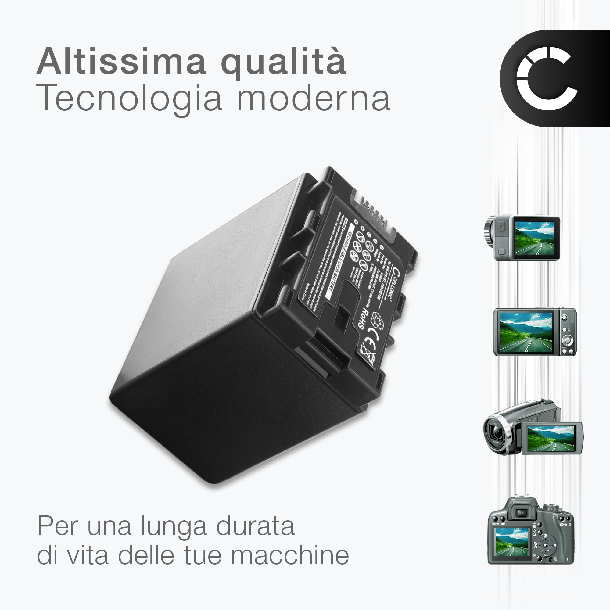 CELLONIC 1x Batteria compatibile con JVC BN-VG114, GZ-HM430, GZ-HM655 | 1x, (4450mAh-3.7V-Ioni di Litio), Fotocamera Batteria per JVC BN-VG114, GZ-HM430, GZ-HM655, BN-VG107